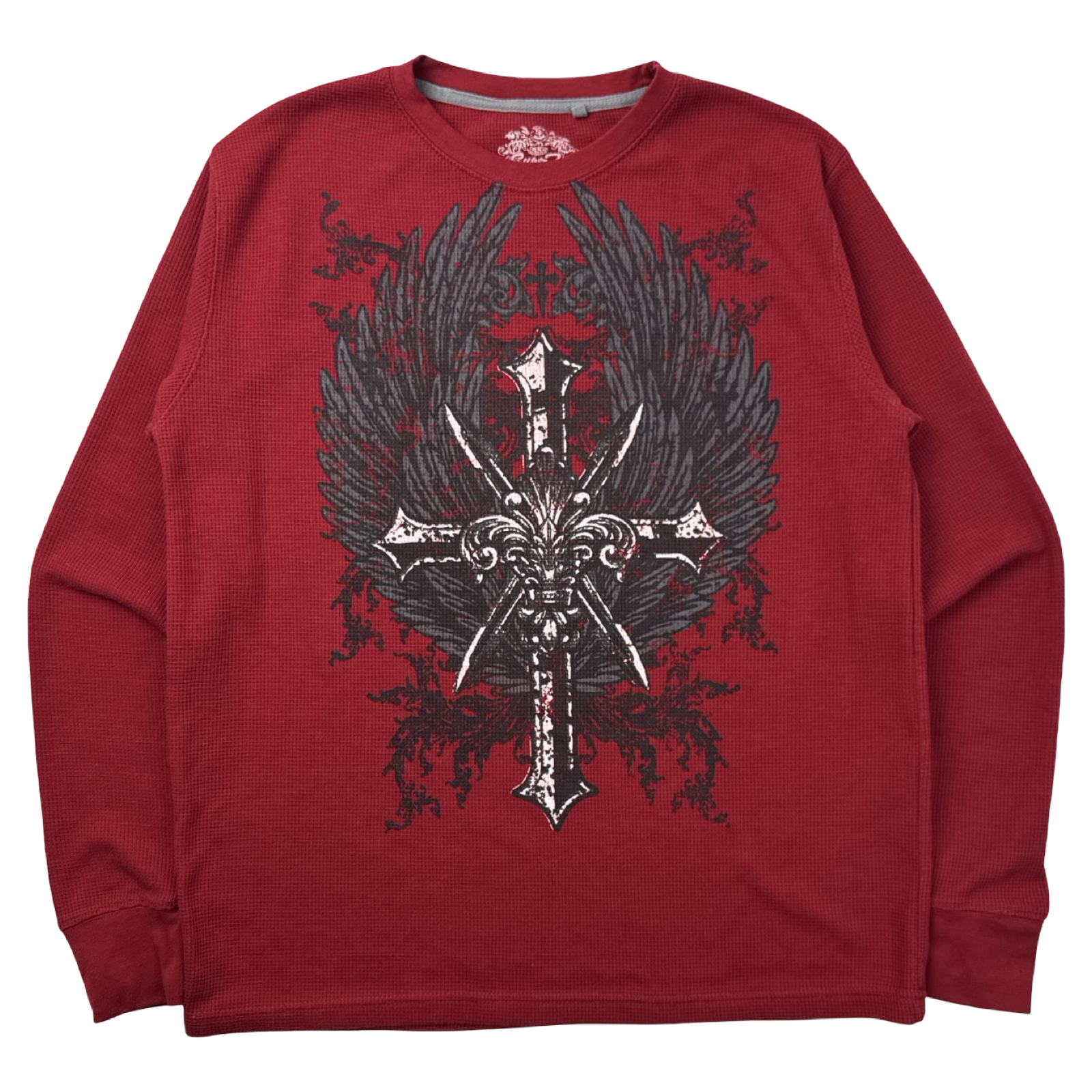 Y2K Cyber Cross Fleur-De-Lis Thermal Longsleeve Shirt