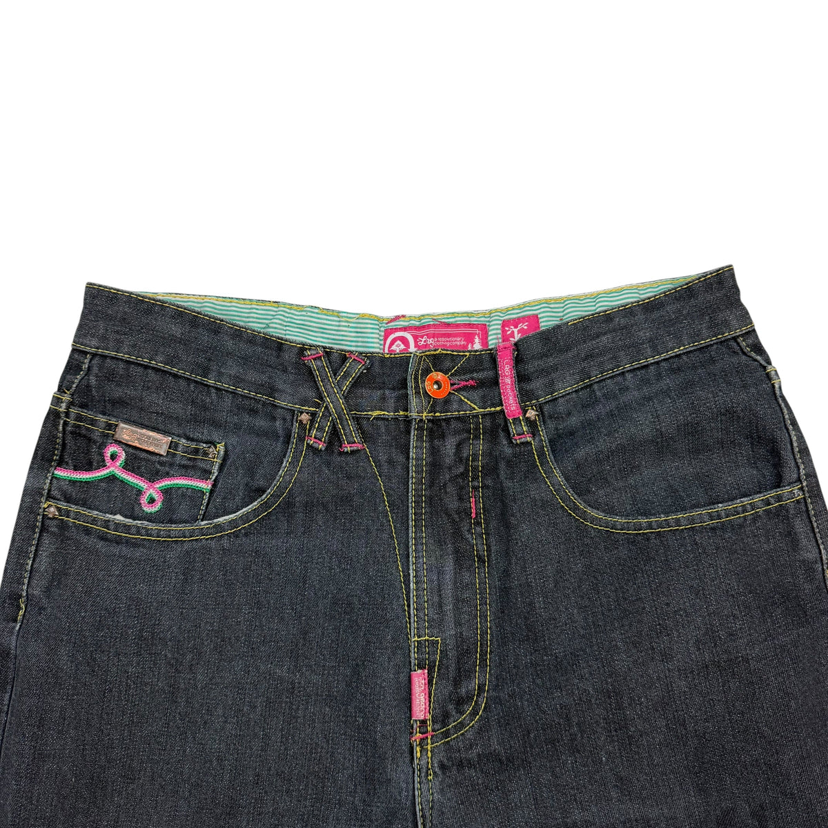 Vintage LRG Embroidered Sugar Skull Raw Denim Jeans Indigo