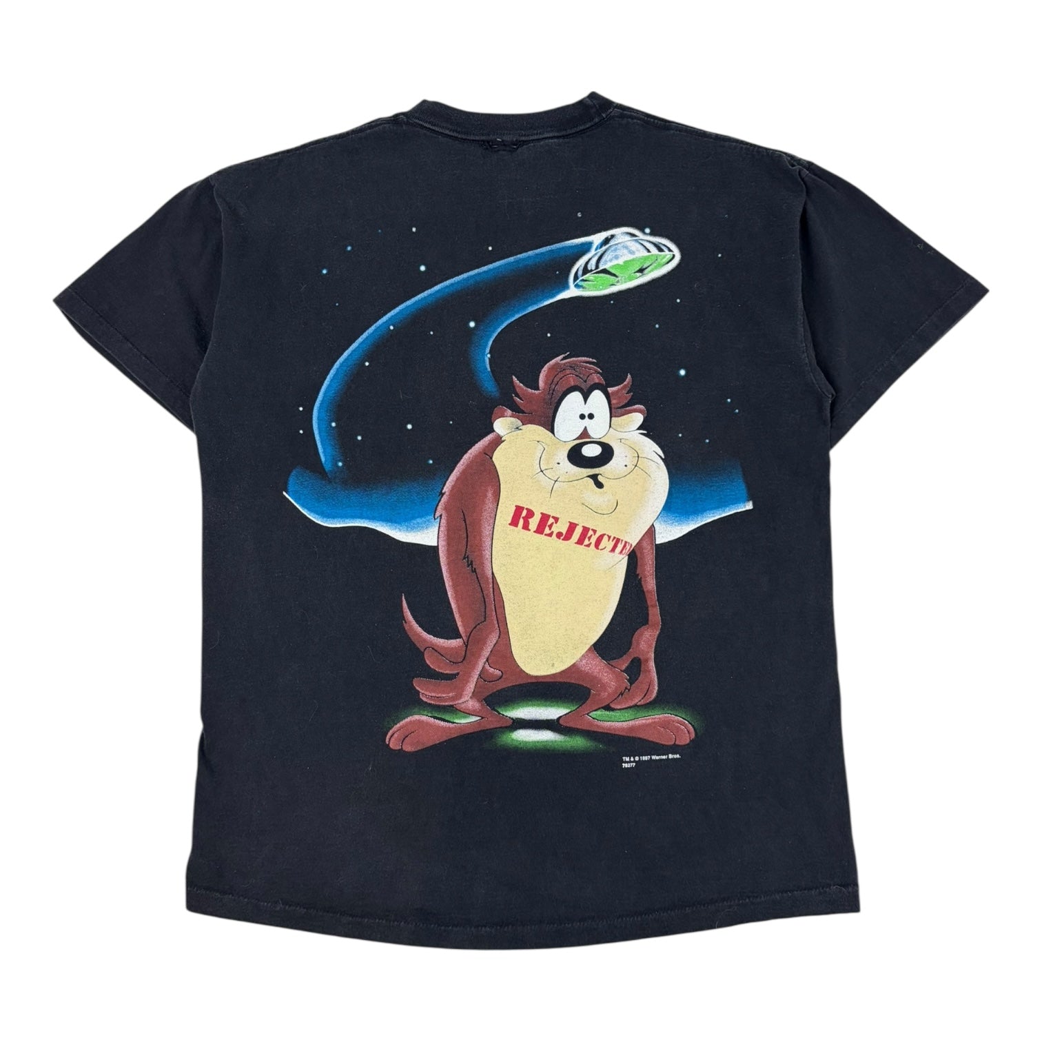 Vintage 1997 Warner Bros. Taz UFO T-Shirt Black