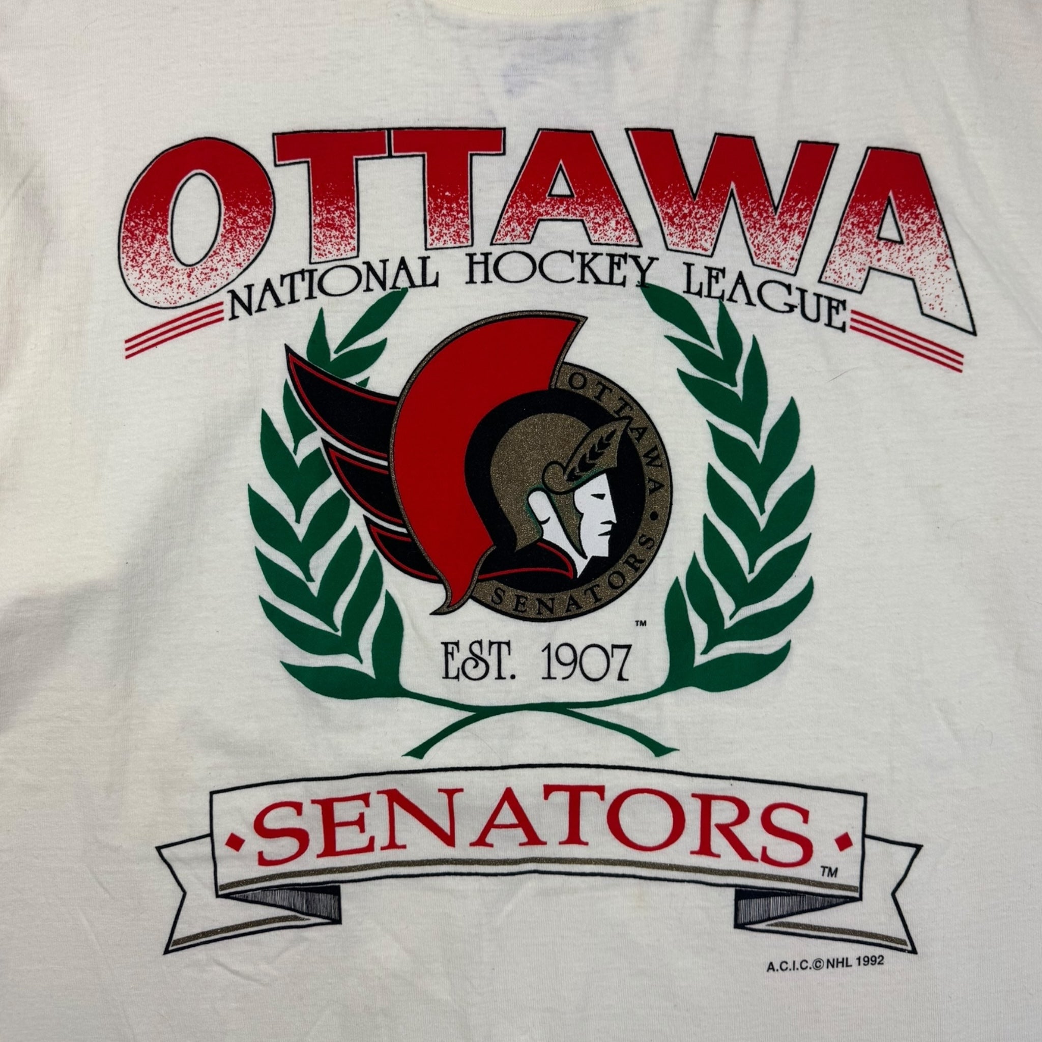 1992 Ottawa Senators Crest Logo T-Shirt