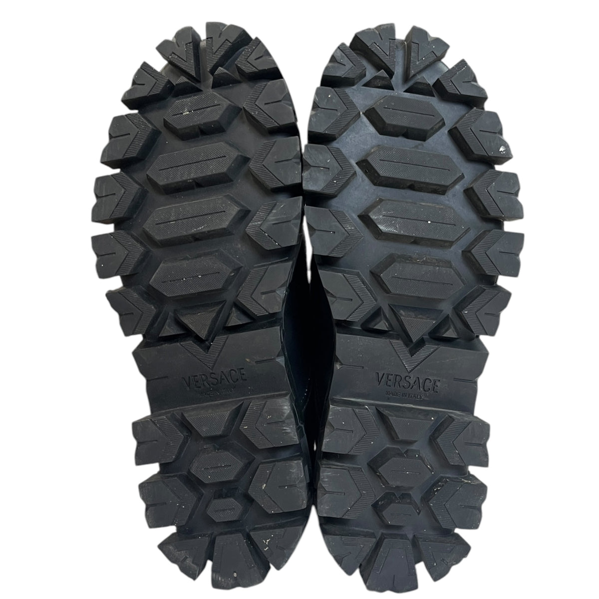 Versace Greca Portico Leather Combat Boots (Used)