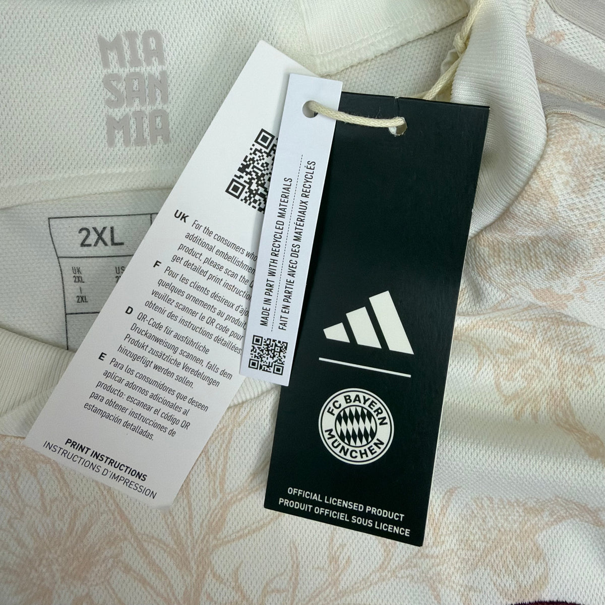 2023-24 Adidas FC Bayern Third Jersey Off White