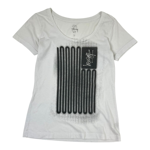 (W) Stussy Stenciled Black Flag Graphic T-Shirt