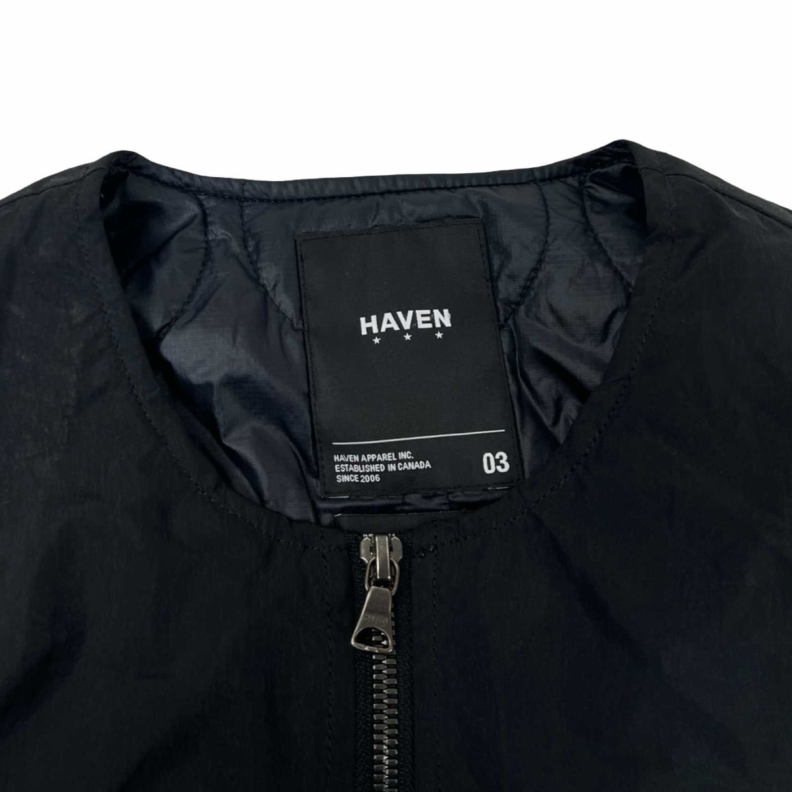 HAVEN Collarless Full-Zip Jacket Black