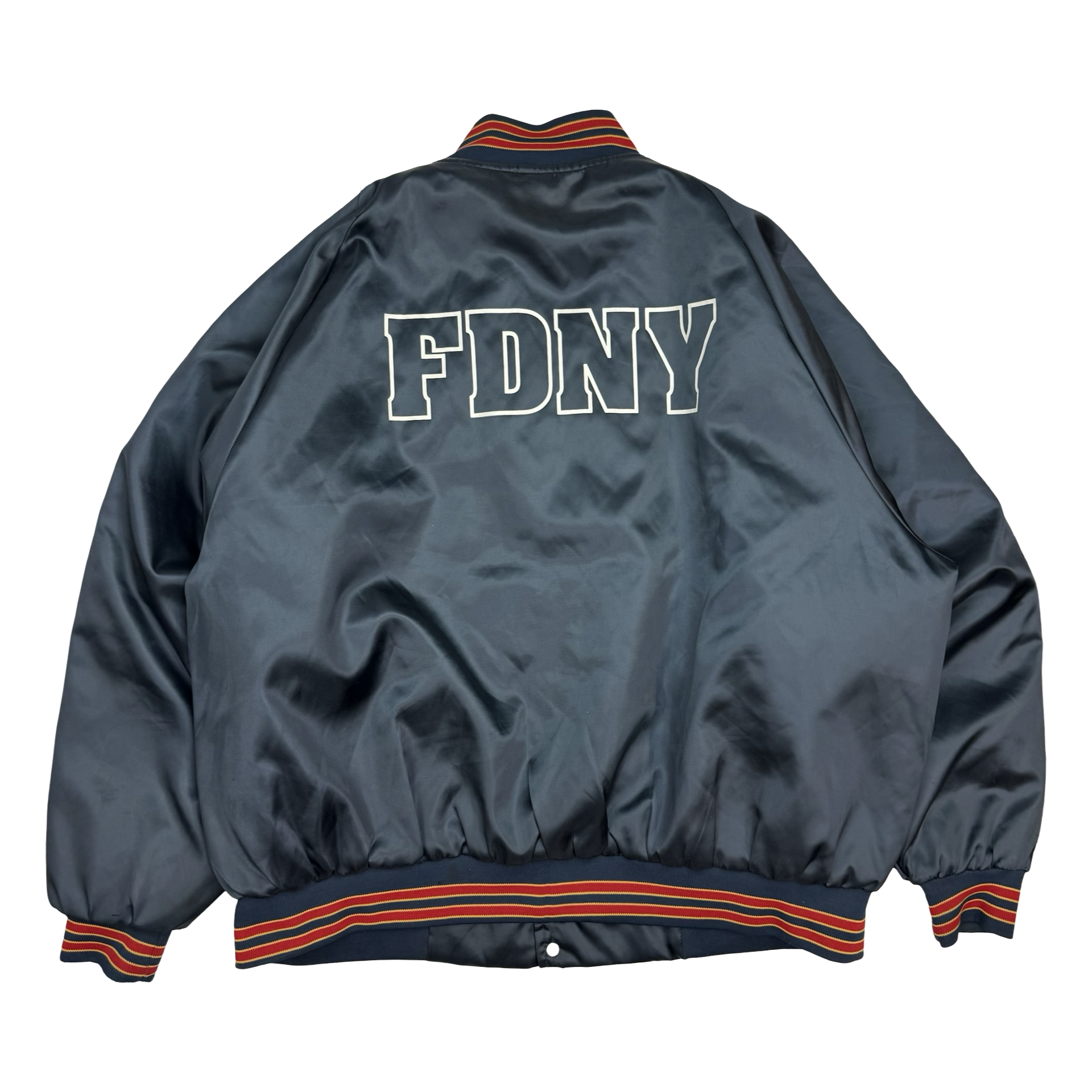 Vintage FDNY Satin Bomber Jacket Navy Blue