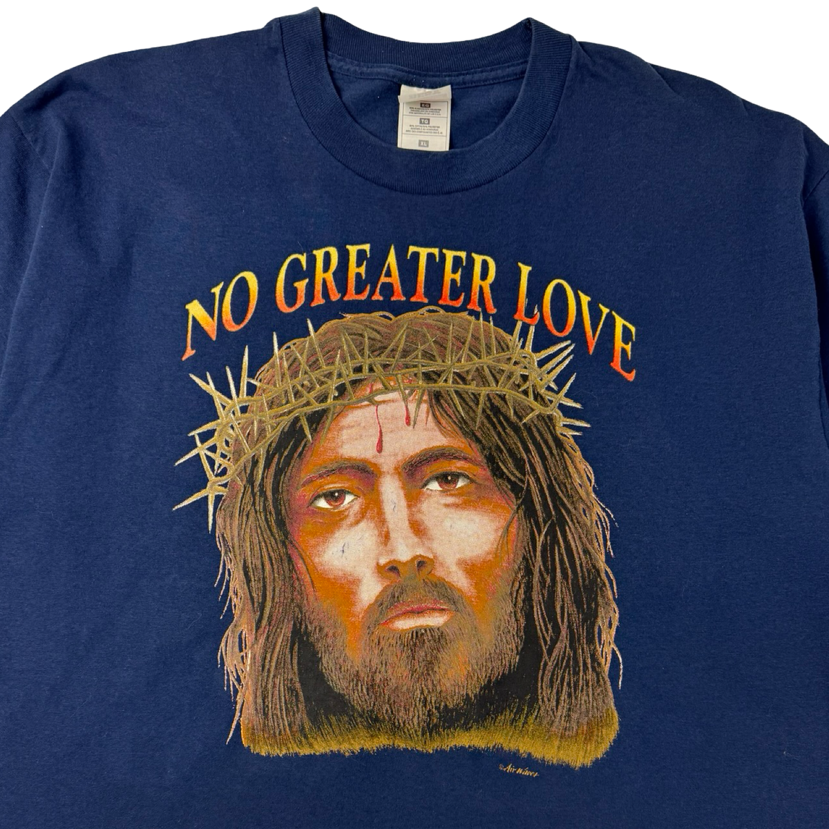 Vintage “No Greater Love” Jesus T-Shirt Navy