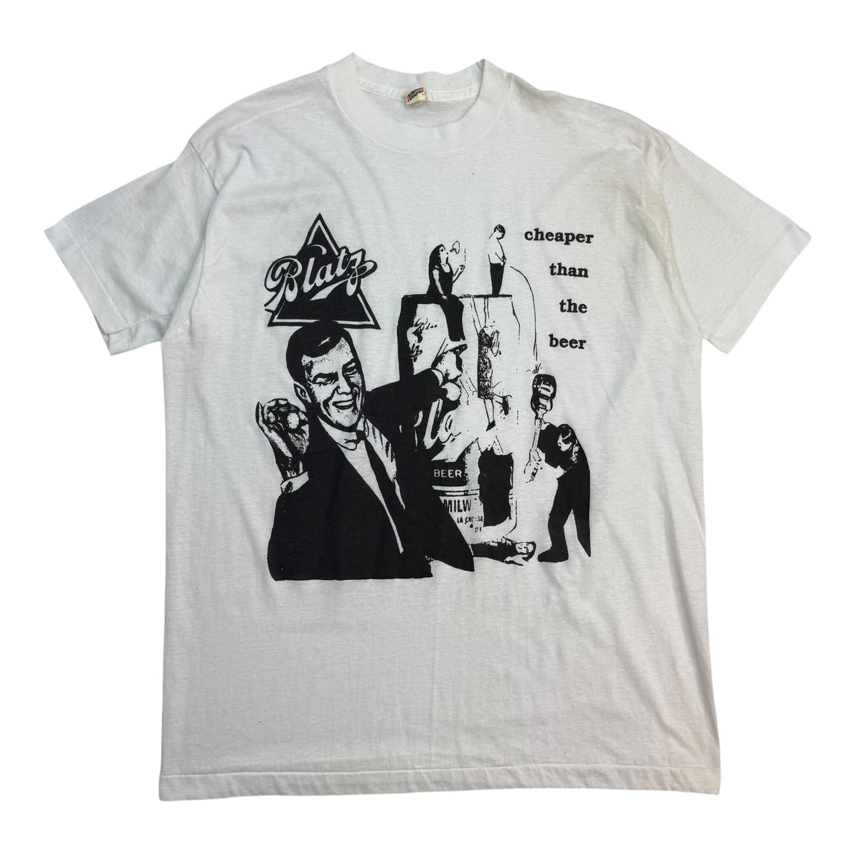 Vintage Blatz ‘Cheaper Than Beer” Tee White