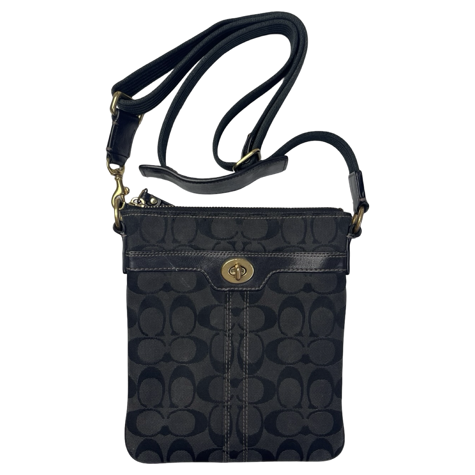 (W) Coach Hampton Signature Swingpack Crossbody Bag Black