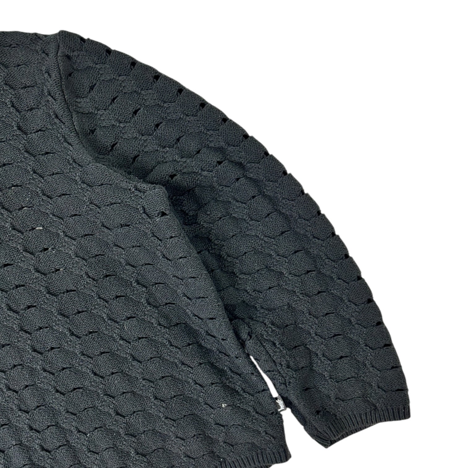 Stussy Open Knit Collared Sweater Black