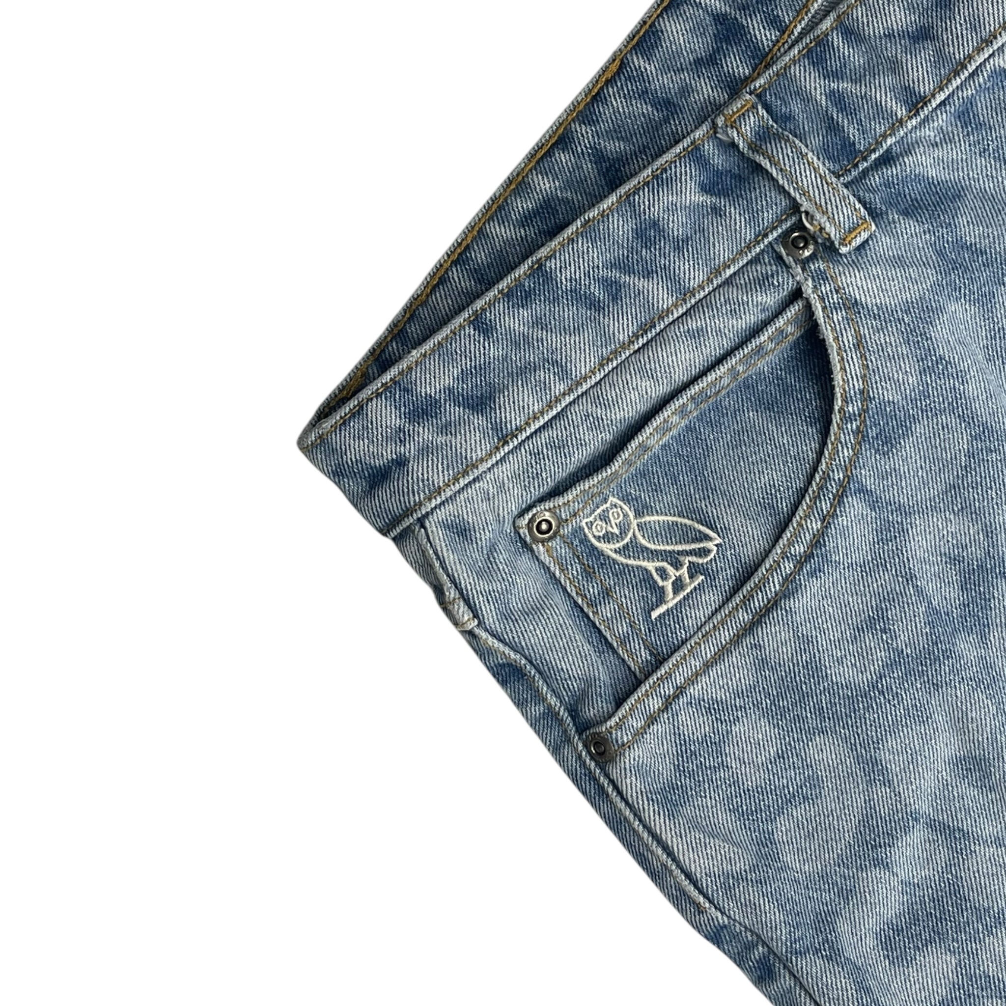 OVO Leopard Print Denim Jeans Light Indigo
