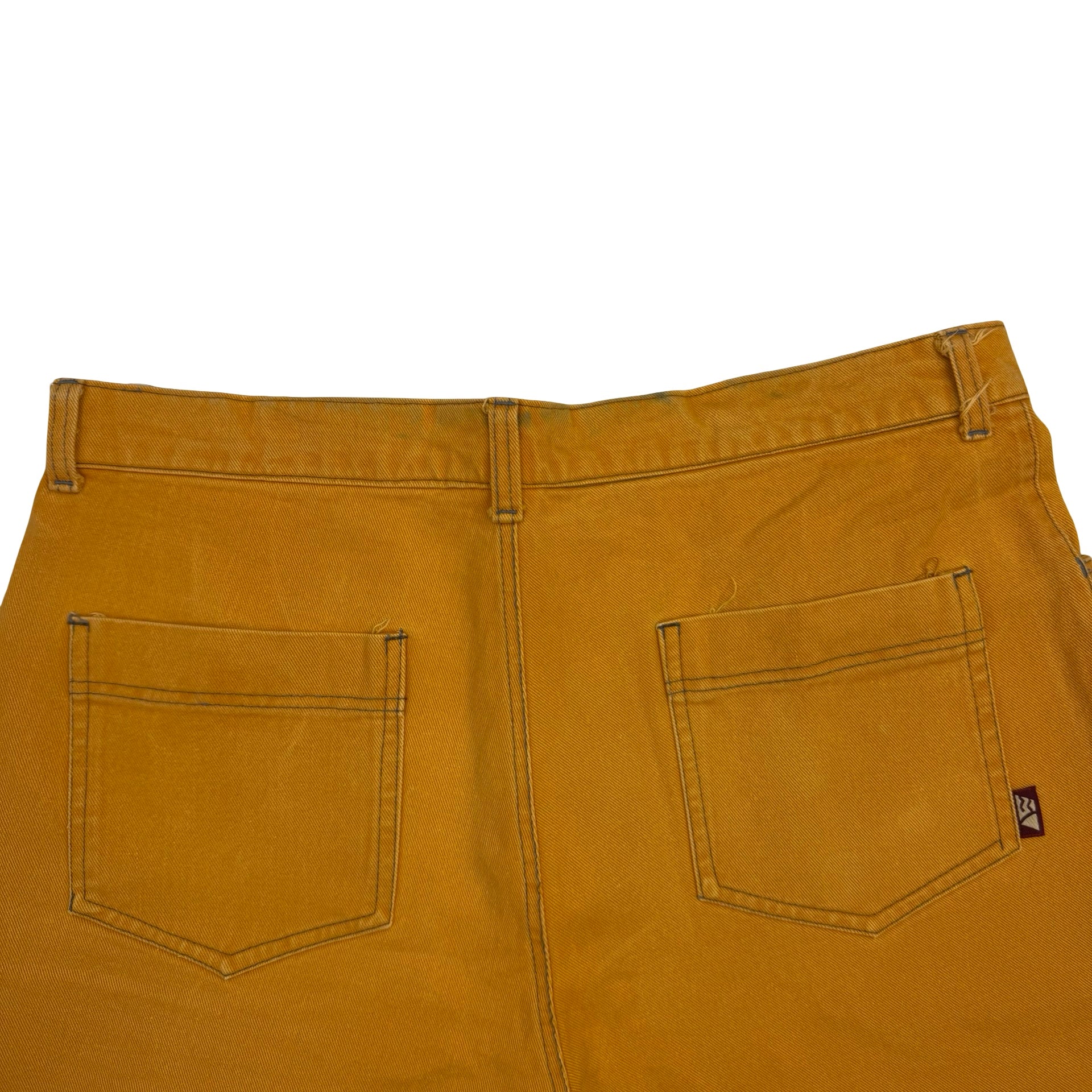 Vintage Wave Rave Denim Shorts Mustard Yellow