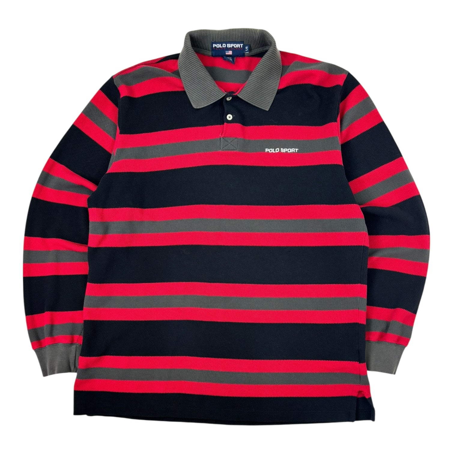 Vintage Polo Sport Striped Polo Long Sleeve Shirt