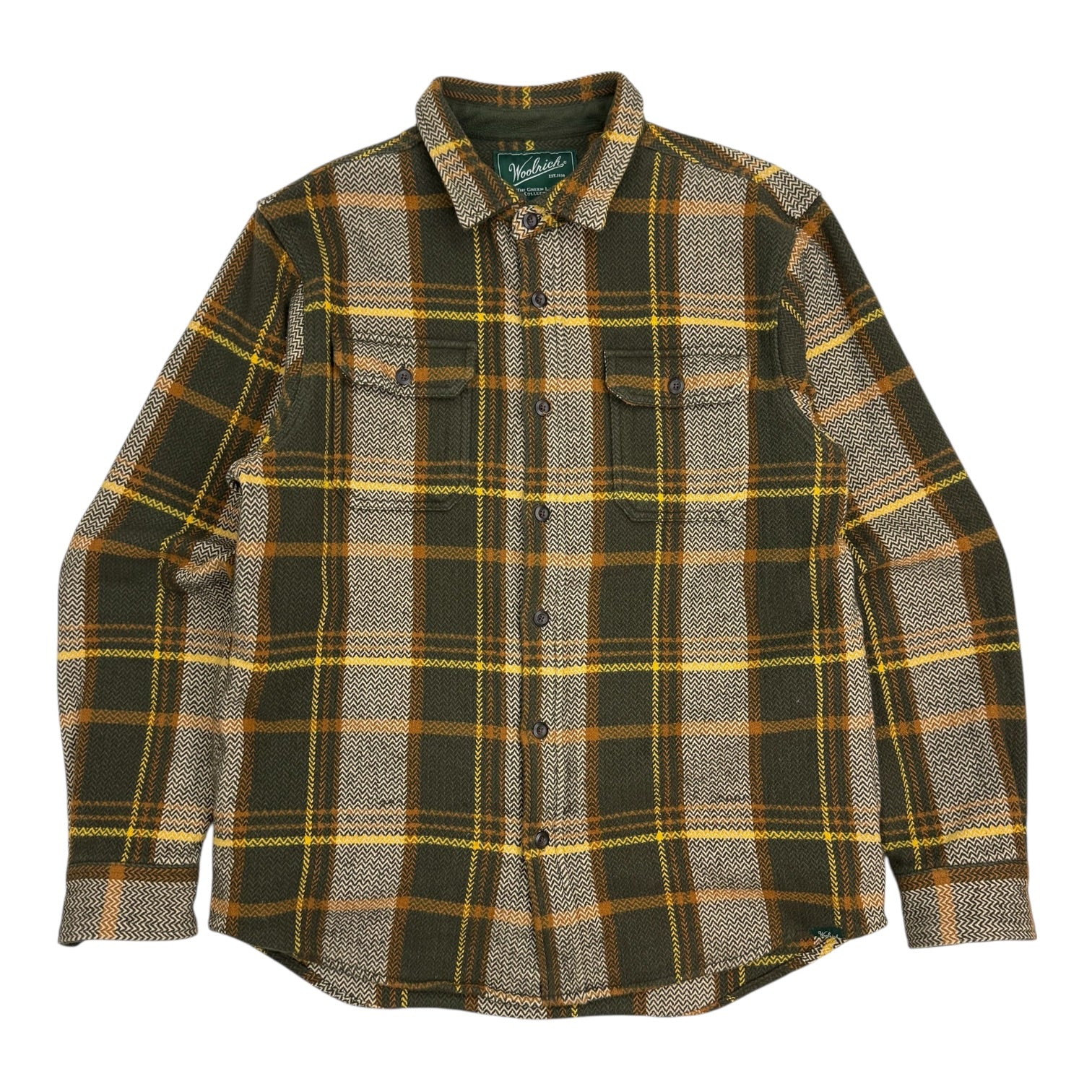 Vintage WoolRich Button Up Shirt Green/Yellow