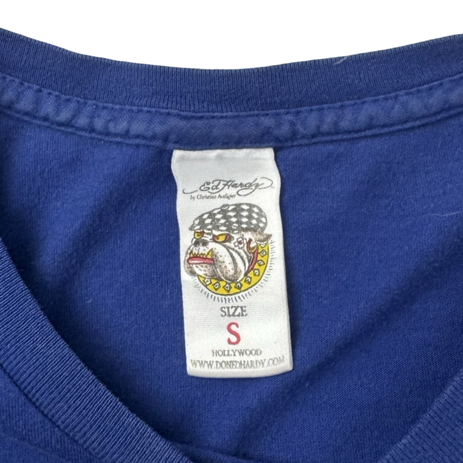 Vintage Ed Hardy Flame Skull T-Shirt Blue