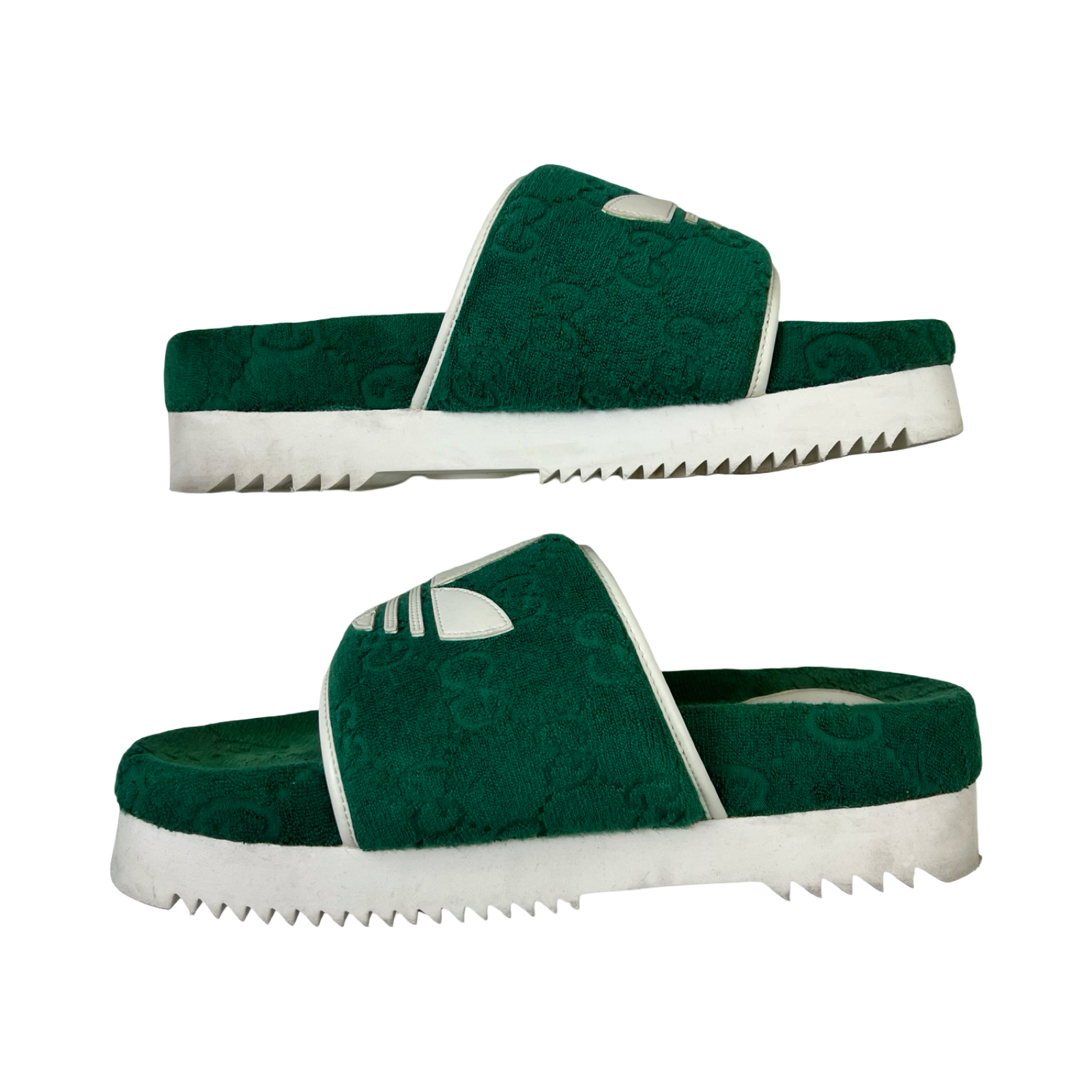 Gucci x Adidas Platform Slides Terrycloth Green (Used)