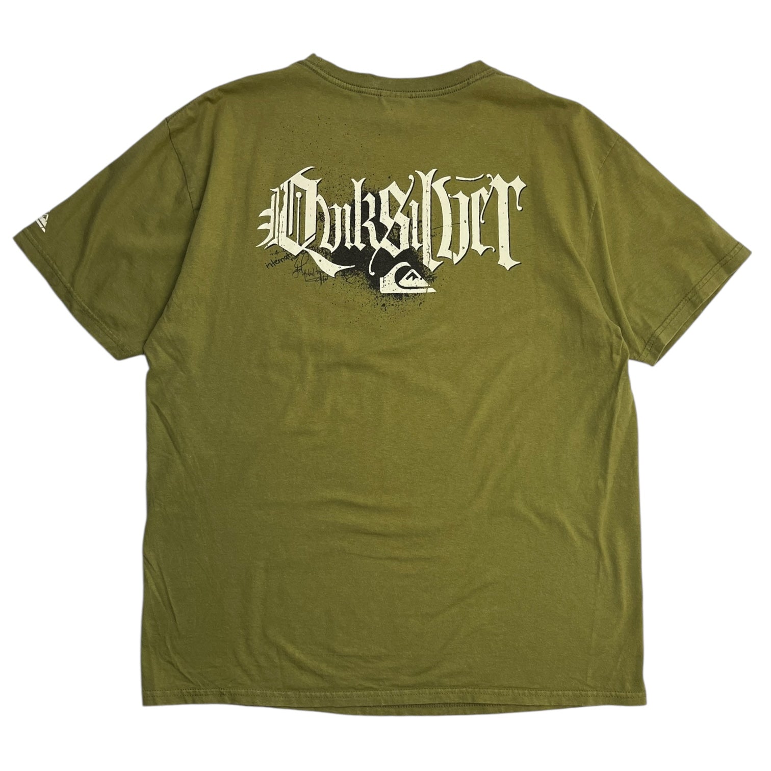 Y2K Quiksilver Gothic Font Surf T-Shirt Green