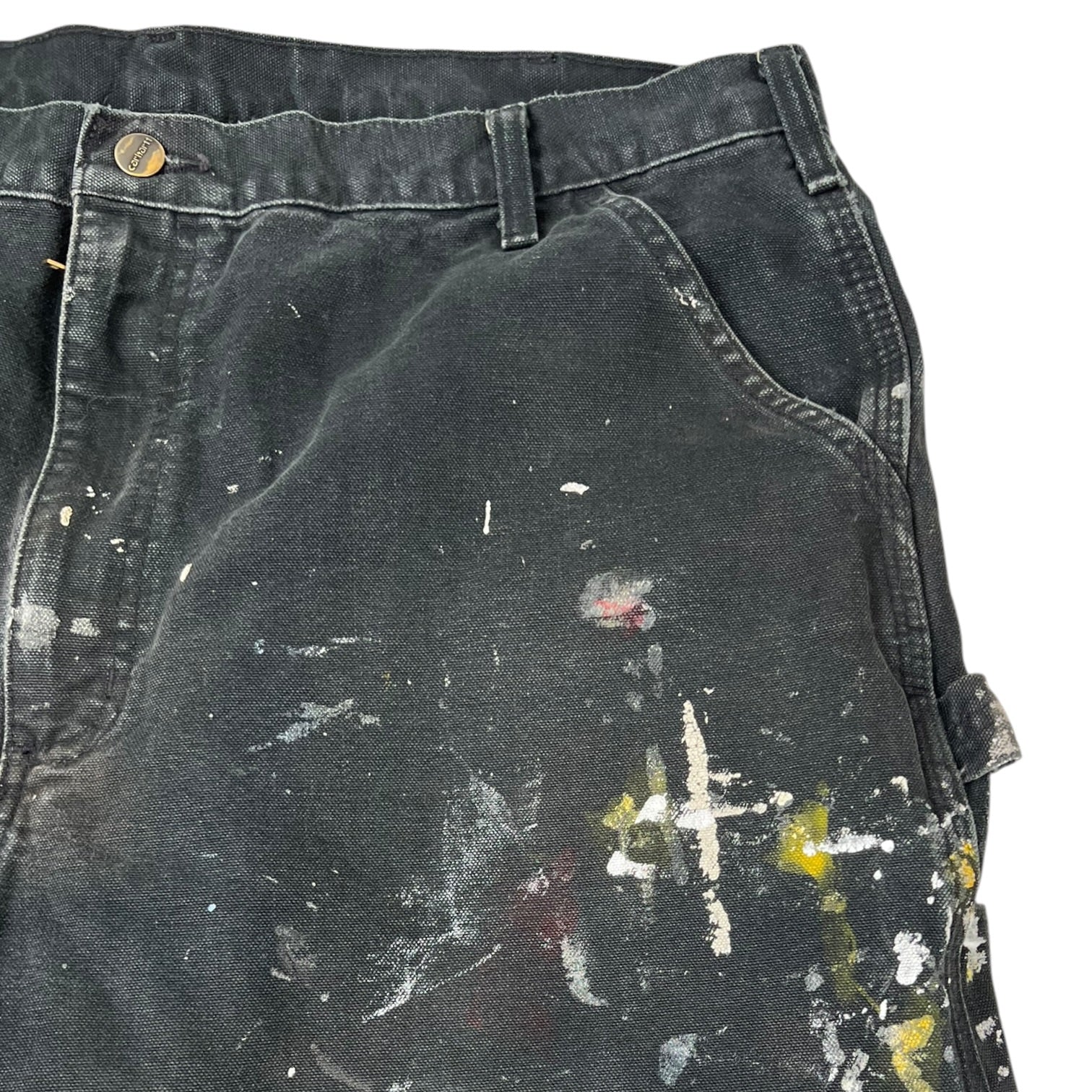 Vintage Carhartt Paint Splatter Workwear Distressed Black