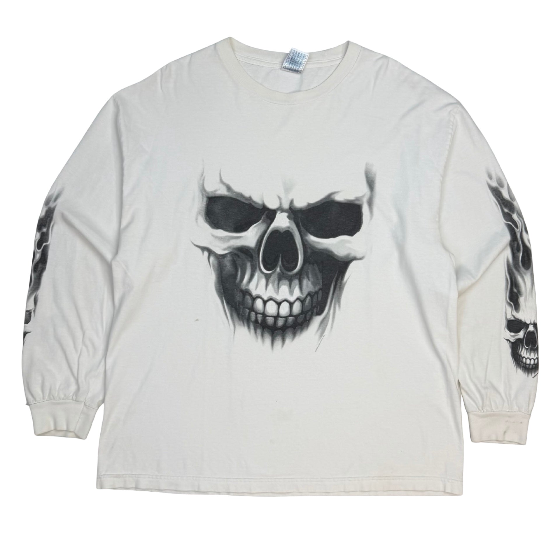 2007 Hot Leathers Ghost Skull Longsleeve White