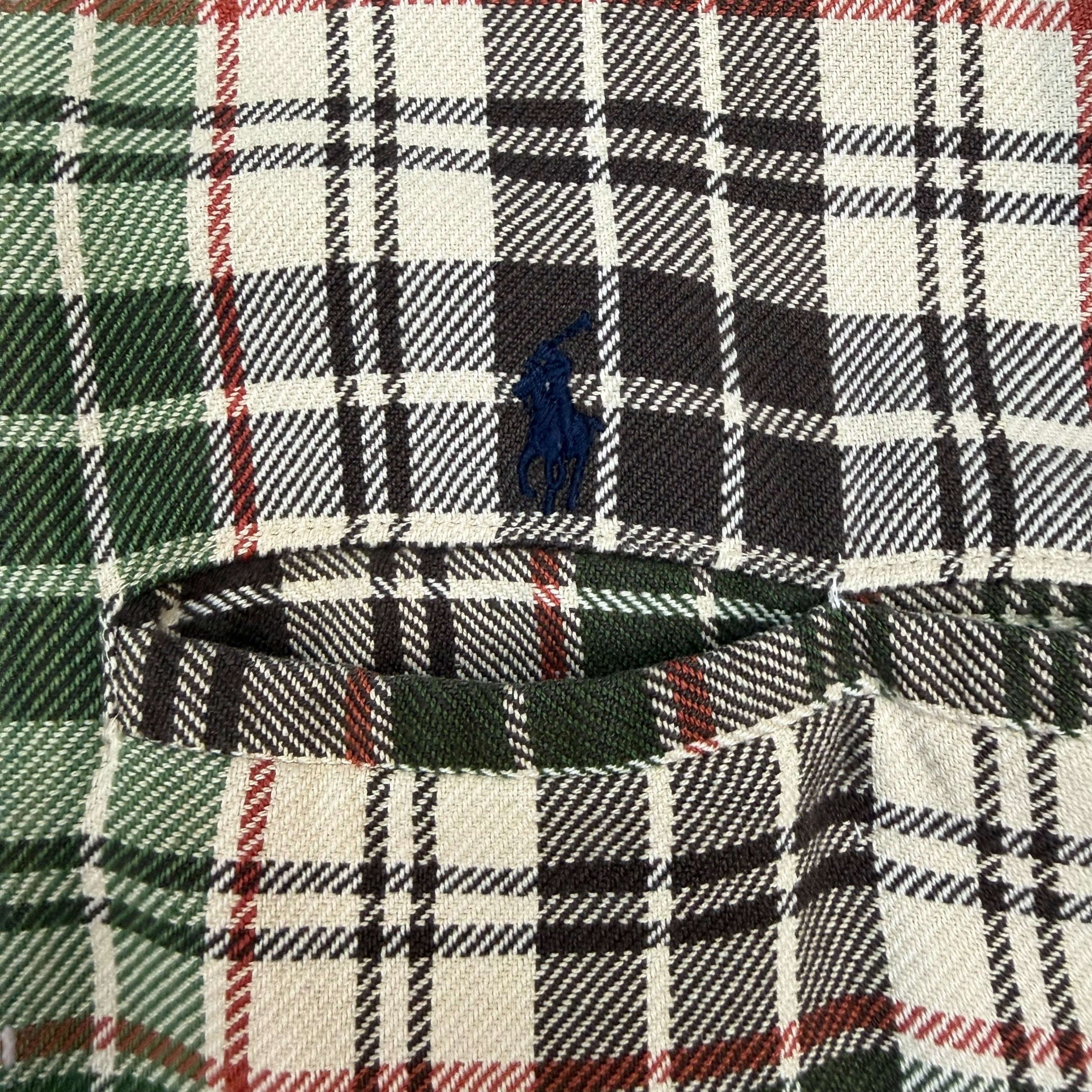 Vintage Ralph Lauren Button Up Polo Plaid Green
