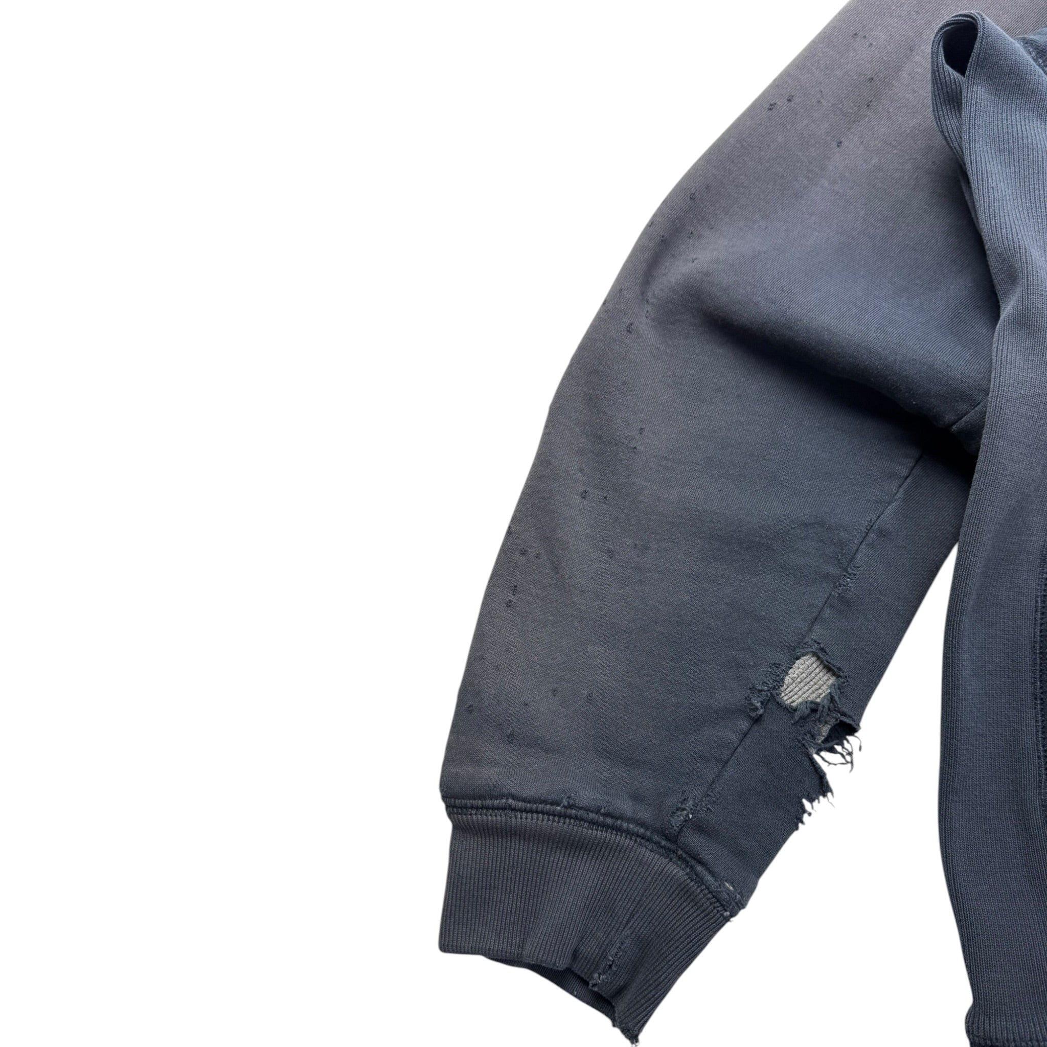 Vintage Distressed Mondetta Waffle Lined Zip Hoodie Faded Navy
