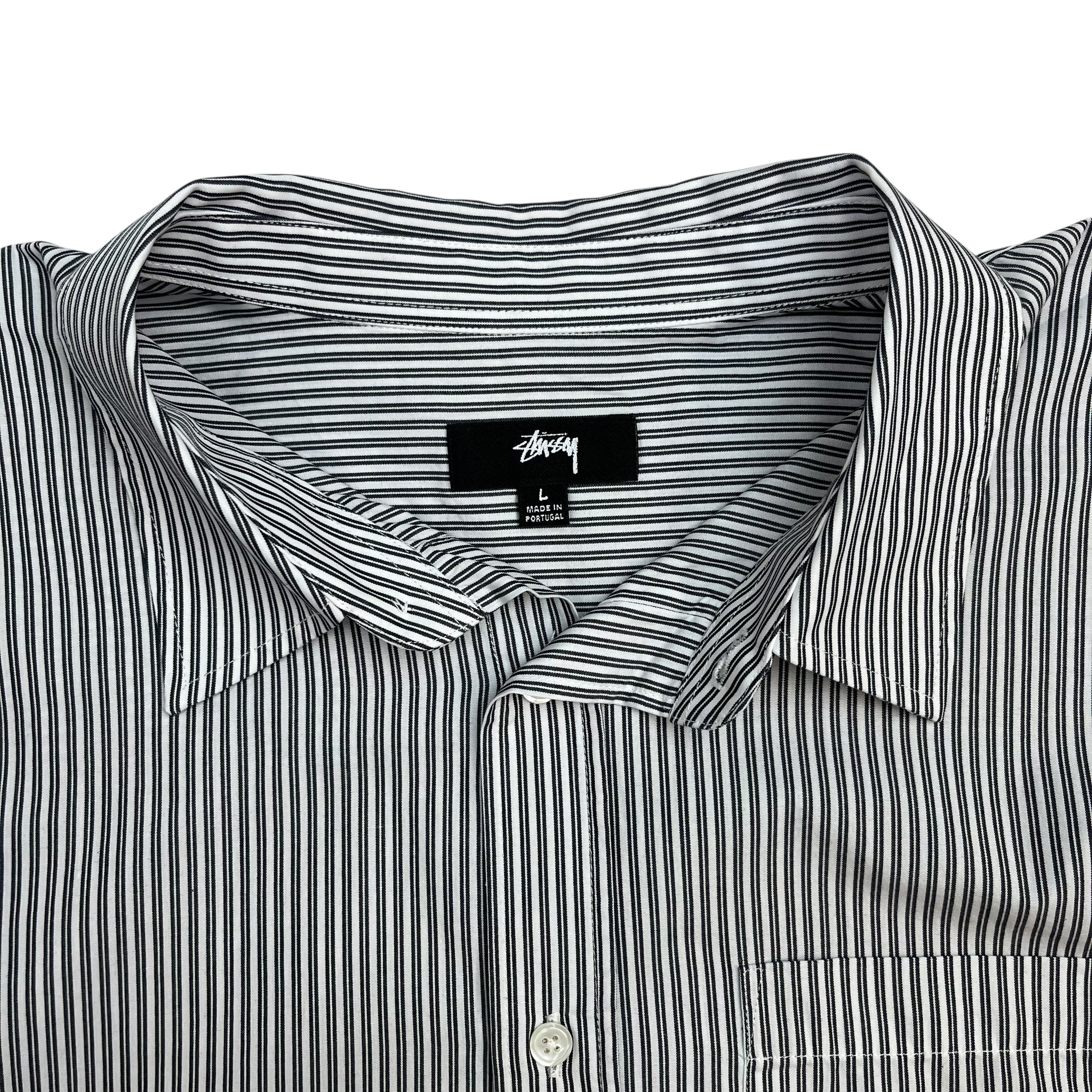 Stussy 8 Ball Short Sleeve Button Up Striped White