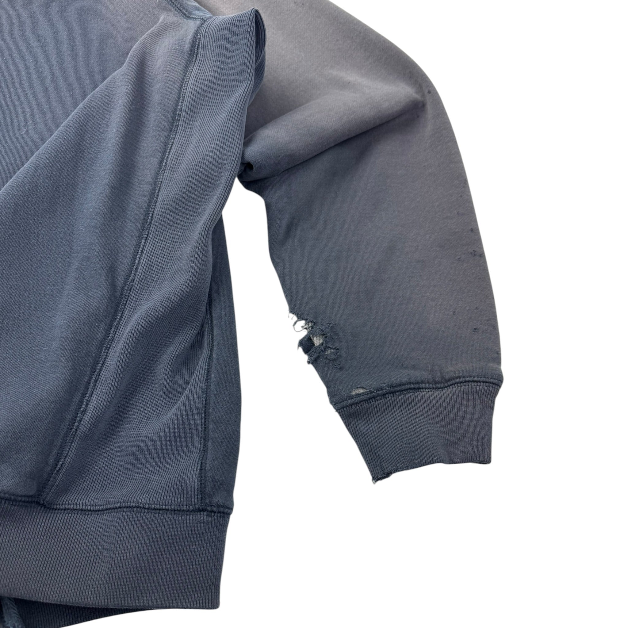 Vintage Distressed Mondetta Waffle Lined Zip Hoodie Faded Navy