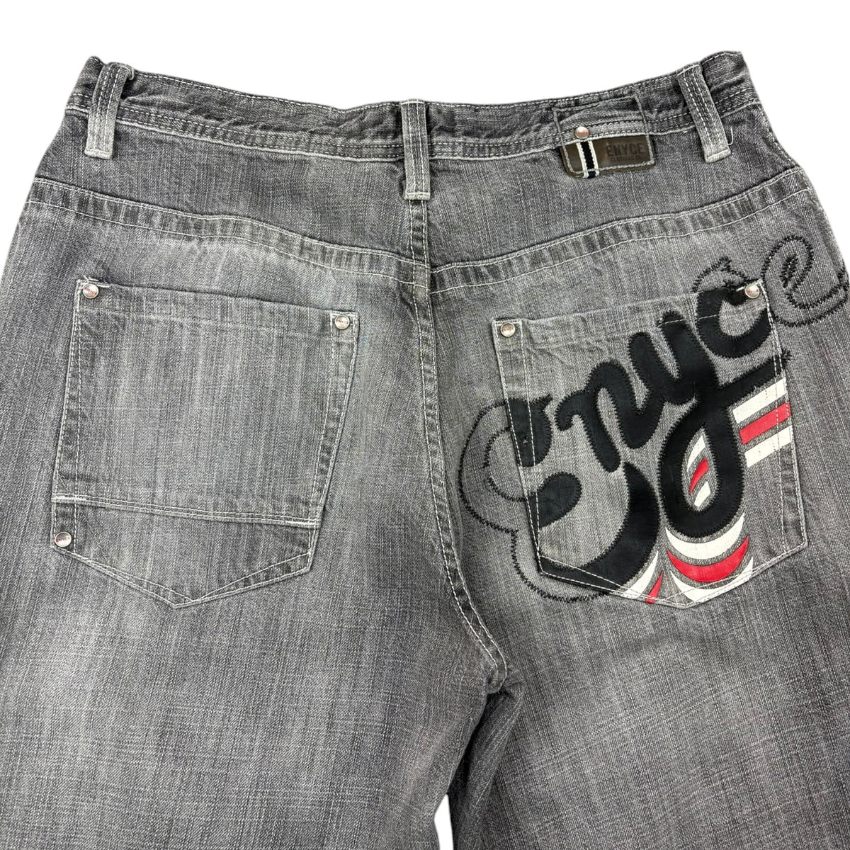 Y2K Enyce Pocket Logo Denim Jeans Grey