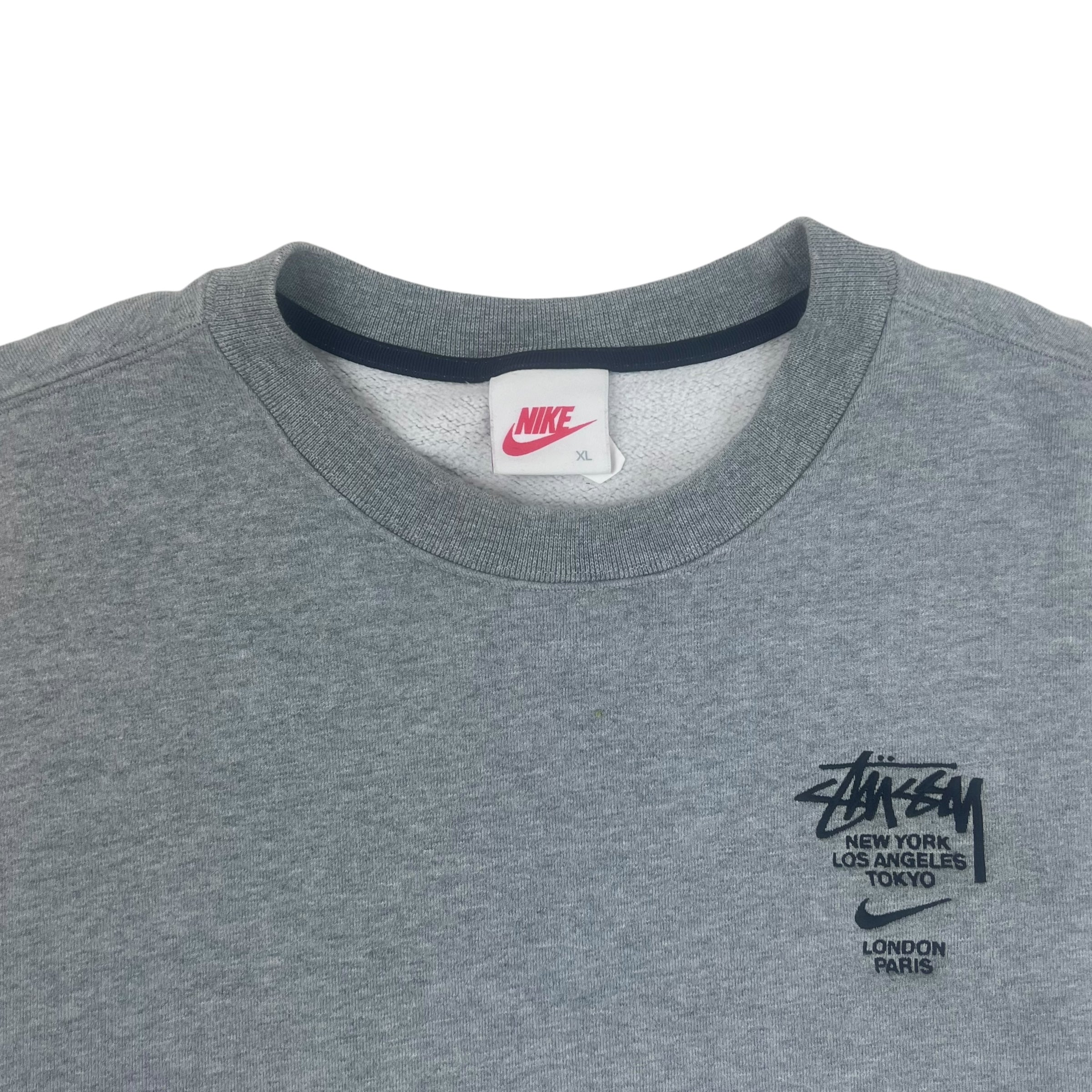 Stussy x Nike World Tour Crewneck Sweatshirt Grey