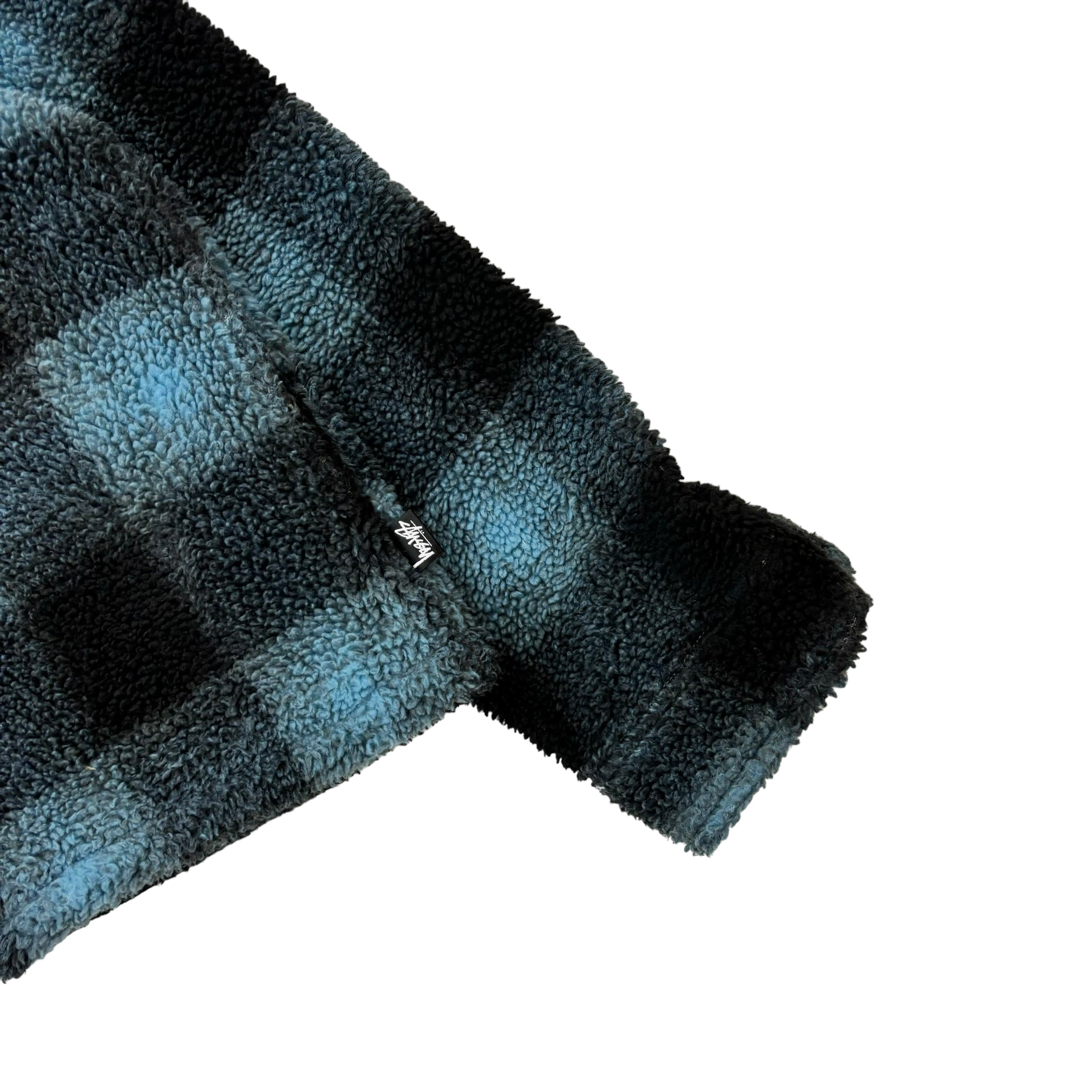 Stussy Shadow Plaid Sherpa Zip Shirt Blue