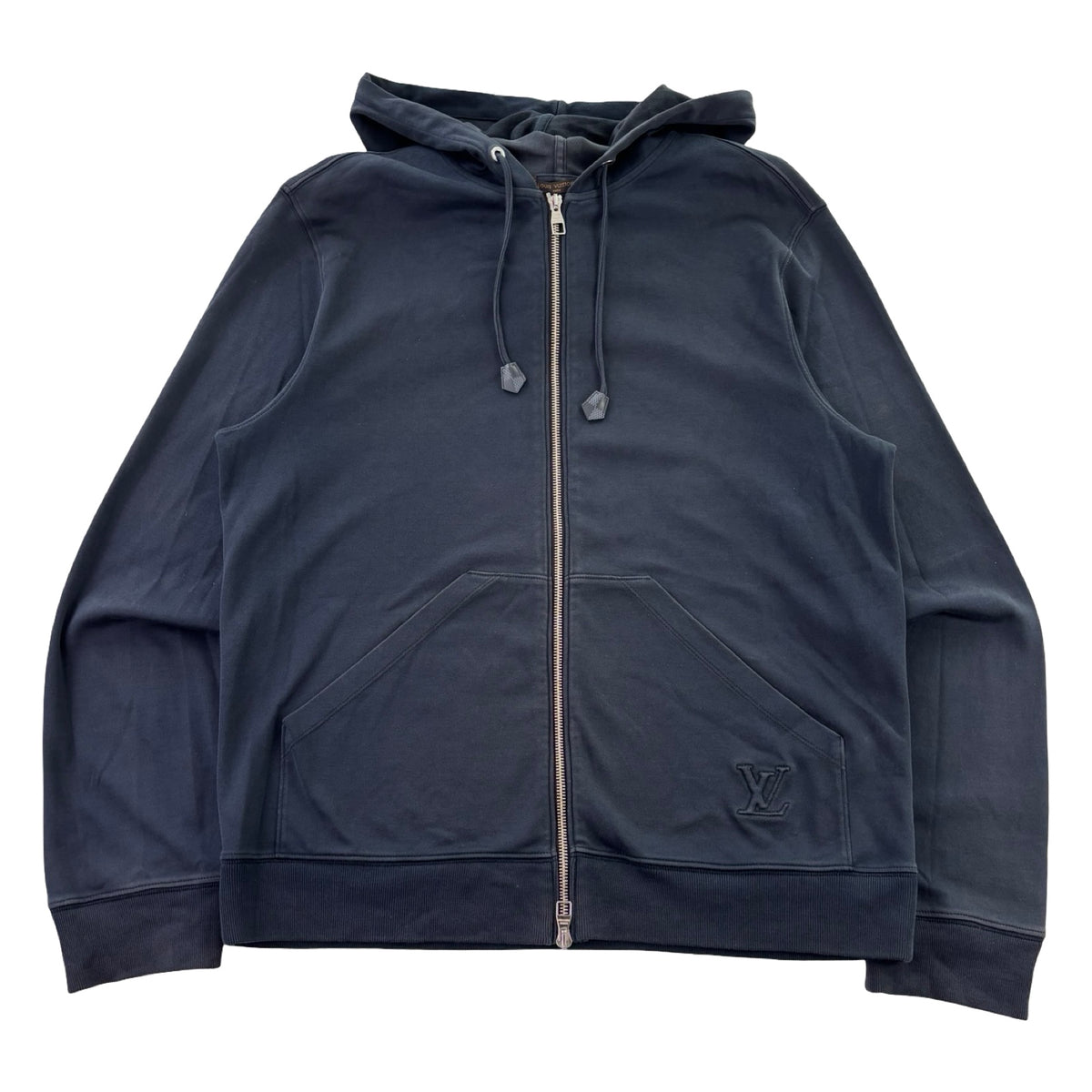 Louis Vuitton Damier Checkered Logo Patch Full-Zip Hoodie Navy