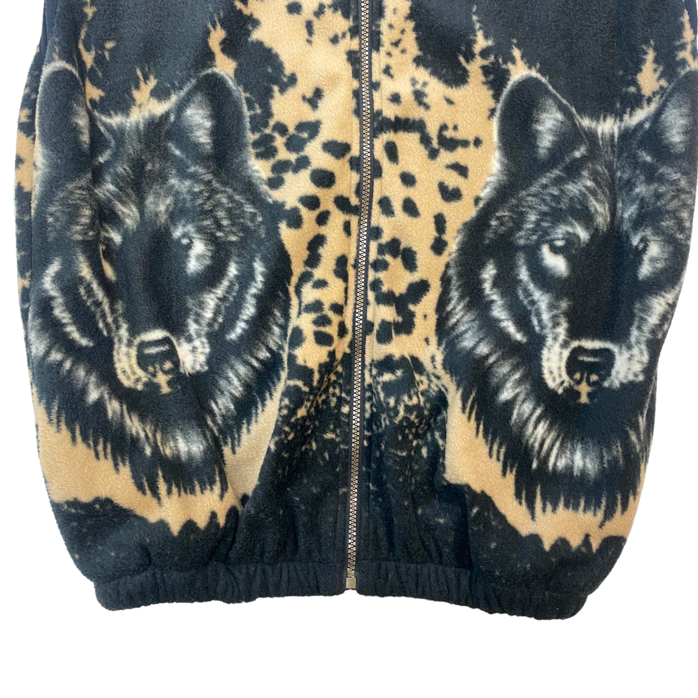 Vintage Printed Fleece Wolves Vest
