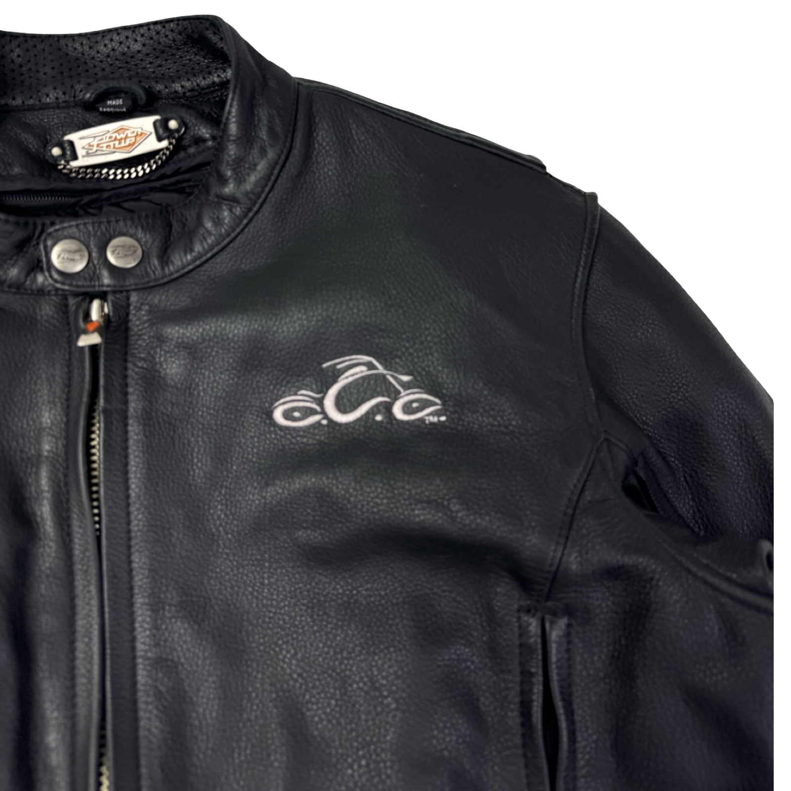 Vintage OCC Flame-Sleeve Leather Biker Jacket