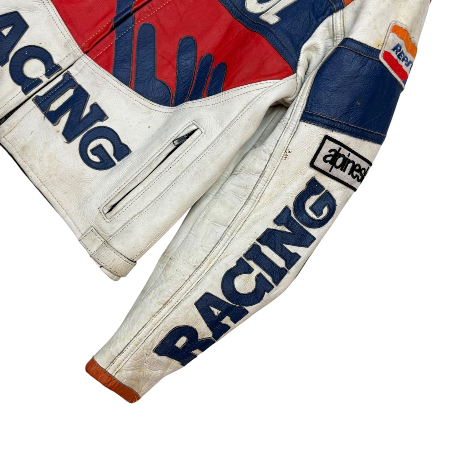 Vintage Repsol Leather Racing Jacket Orange/White
