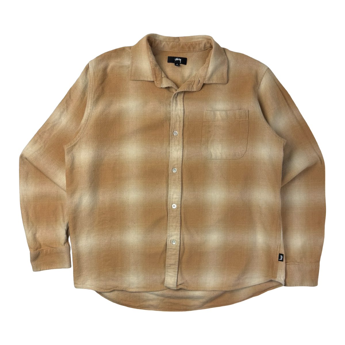 Stussy Flannel Button-Up Shirt Sand