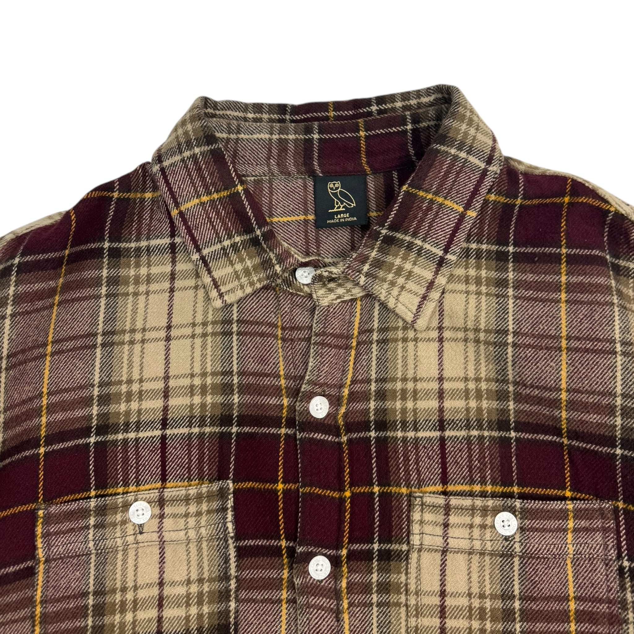 OVO Back Logo Flannel Shirt Brown