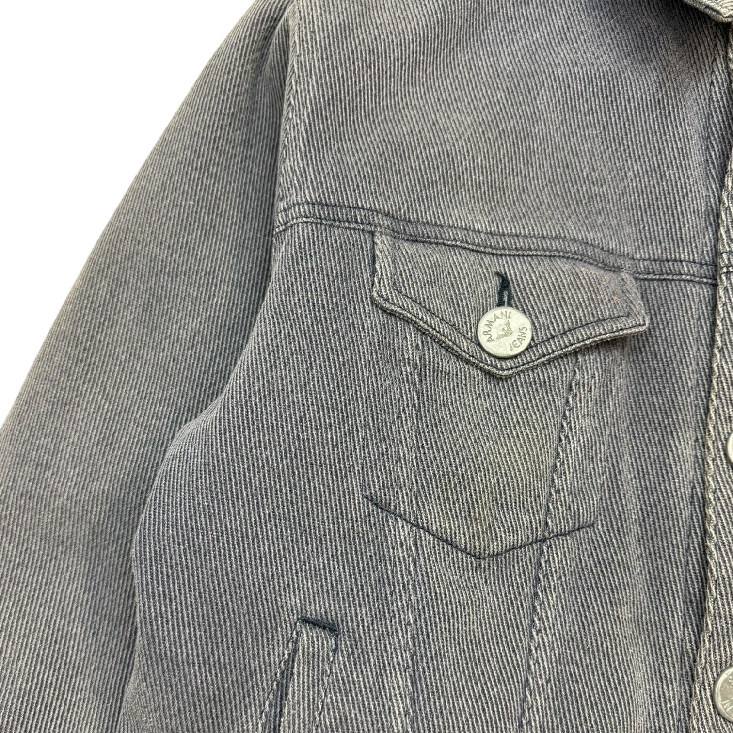 Vintage Armani Jeans Quilted Trucker Jacket Grey