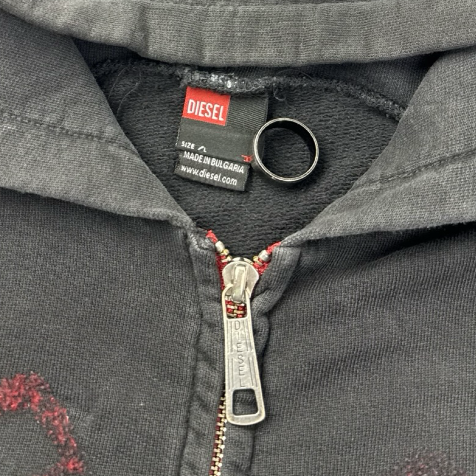 Vintage Y2K Diesel Zip Up Hoodie Black