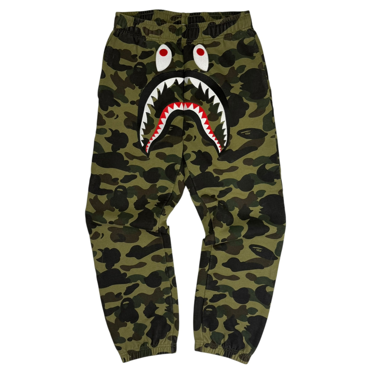 Bape 1st Camo Shark Embroidered Sweatpants Green
