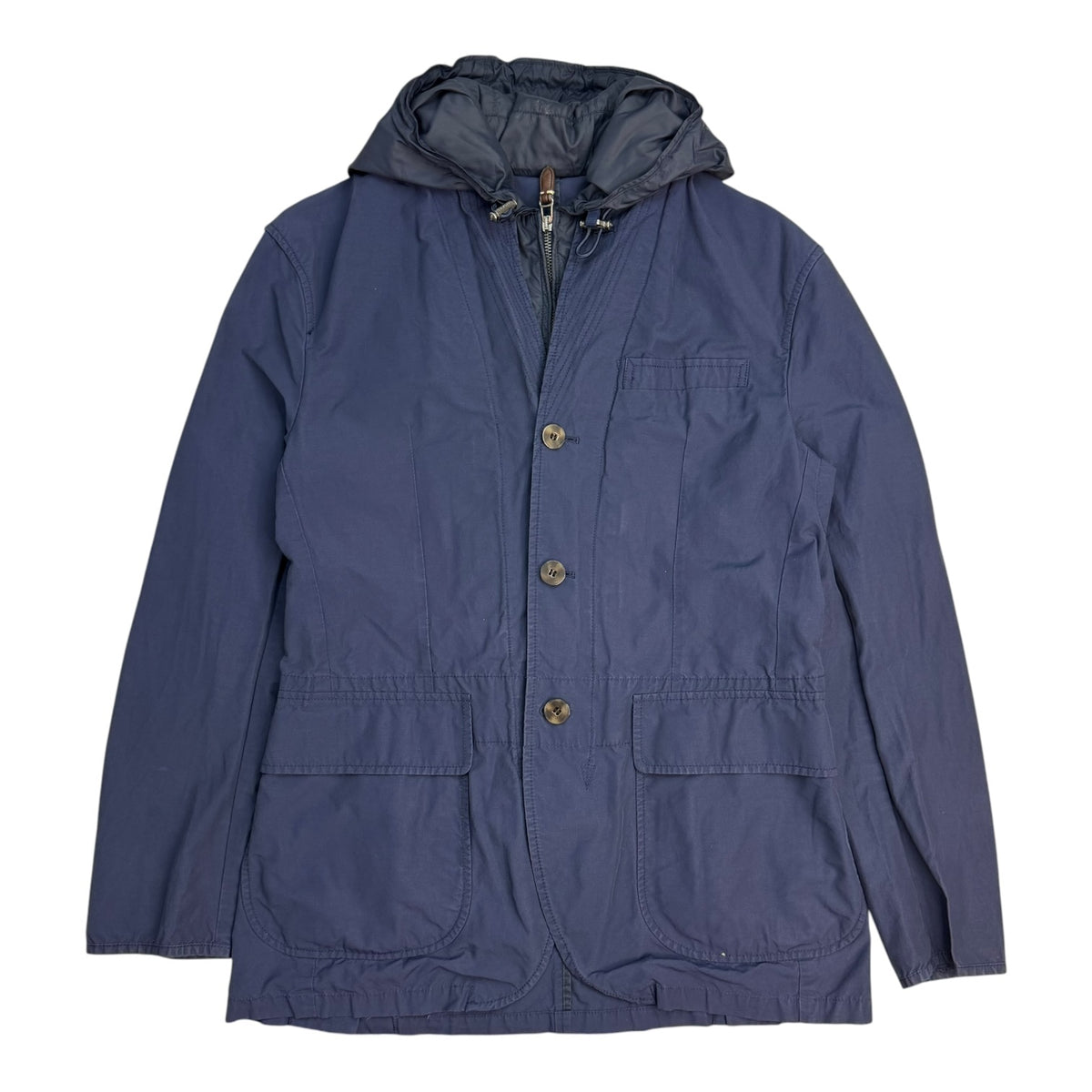 (W) Vintage Polo Ralph Lauren Nylon Hooded Blazer Navy Blue