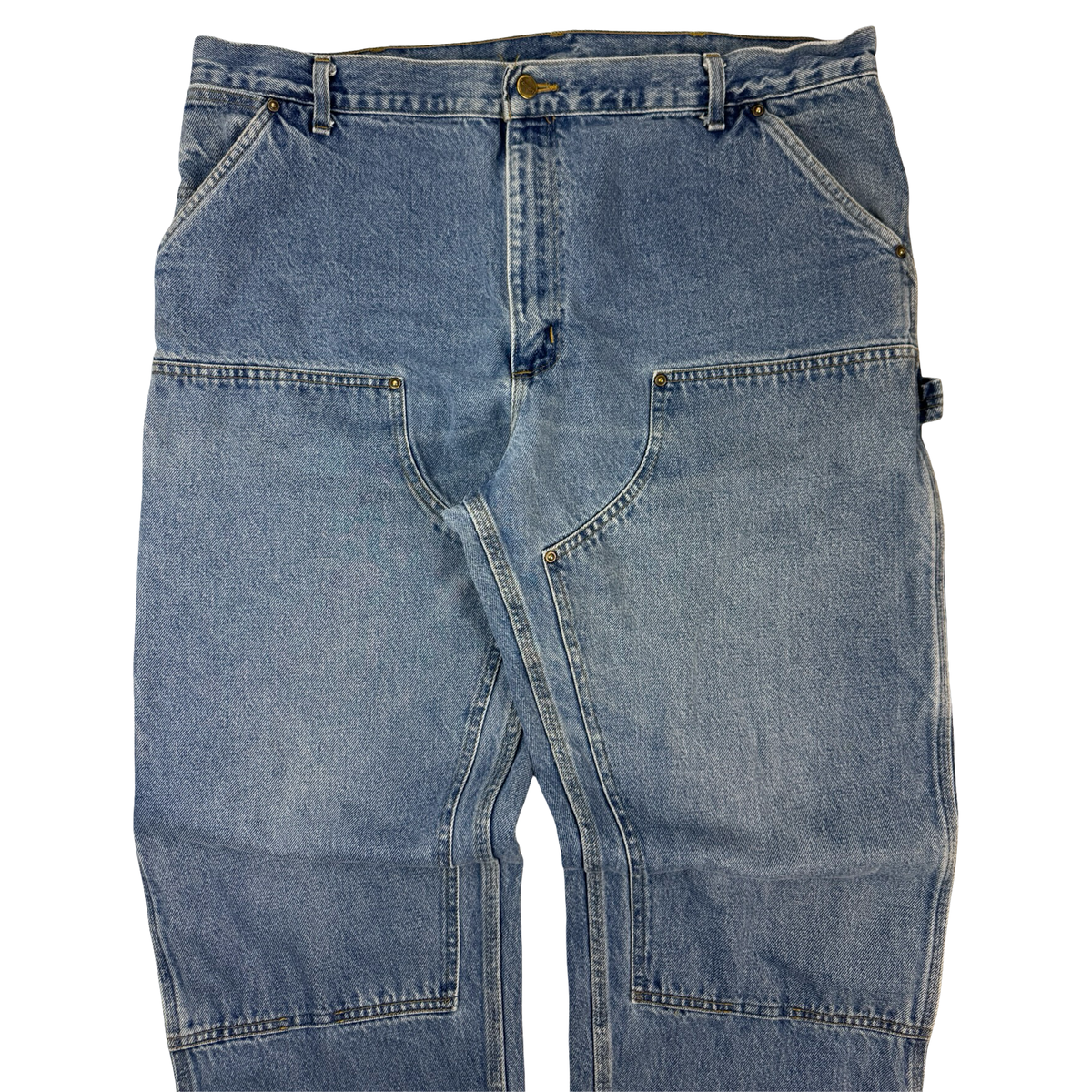 Vintage Carhartt Denim Double Knee Bottoms Faded Blue