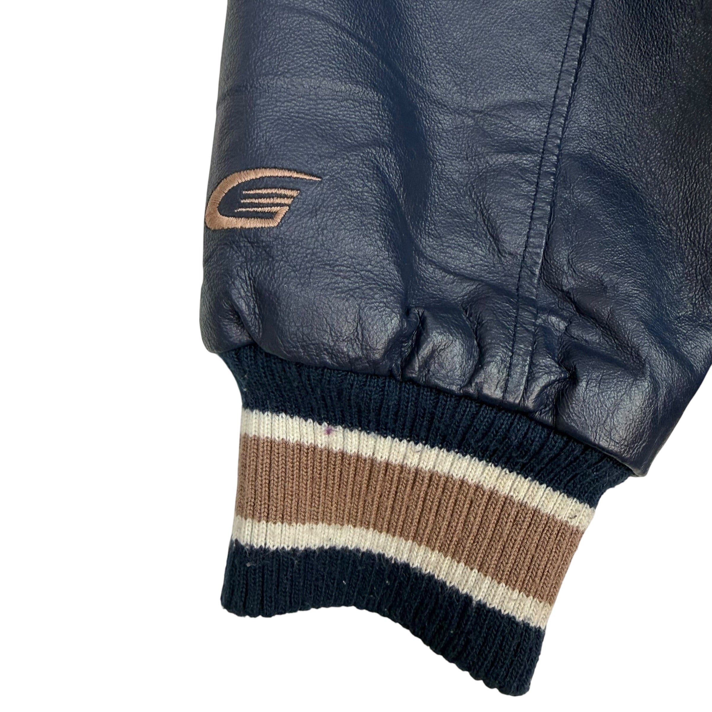 Vintage Edmonton Oilers Leather Jacket Black/Navy