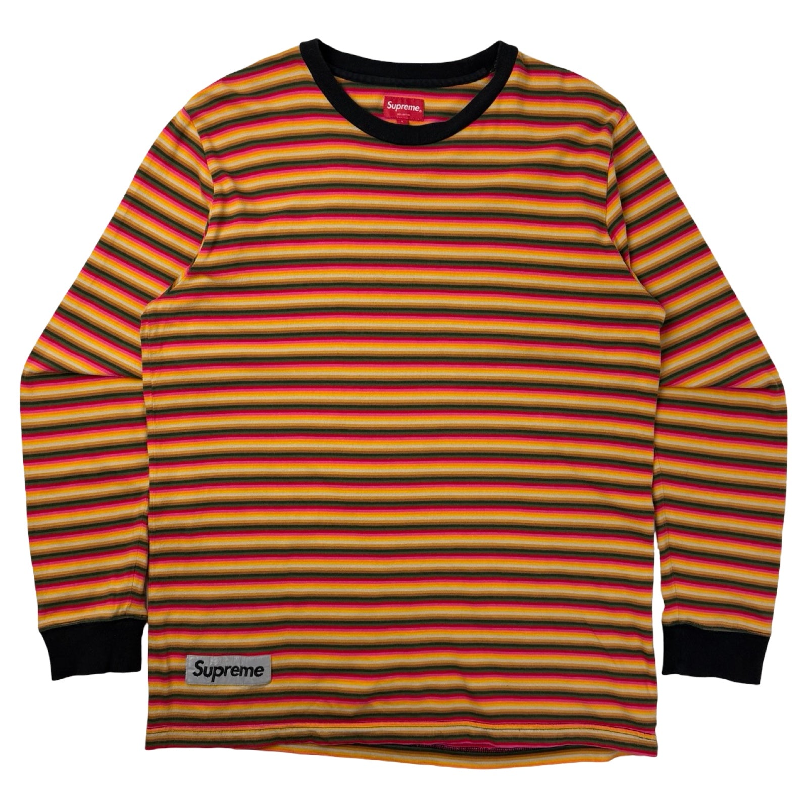 Supreme Multi Striped Reflective Patch L/S T-Shirt Black
