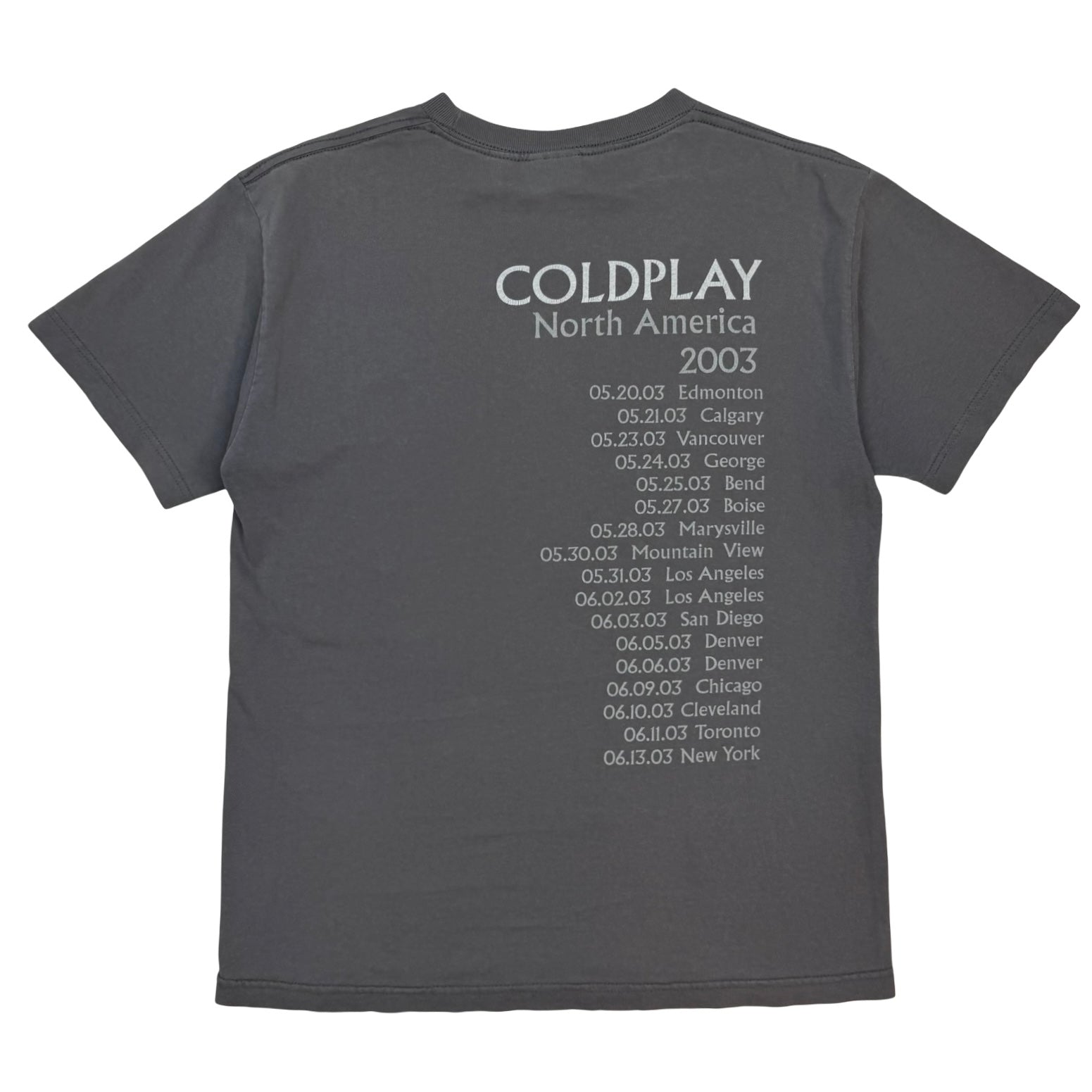 2003 Coldplay North America Tour Tee Grey