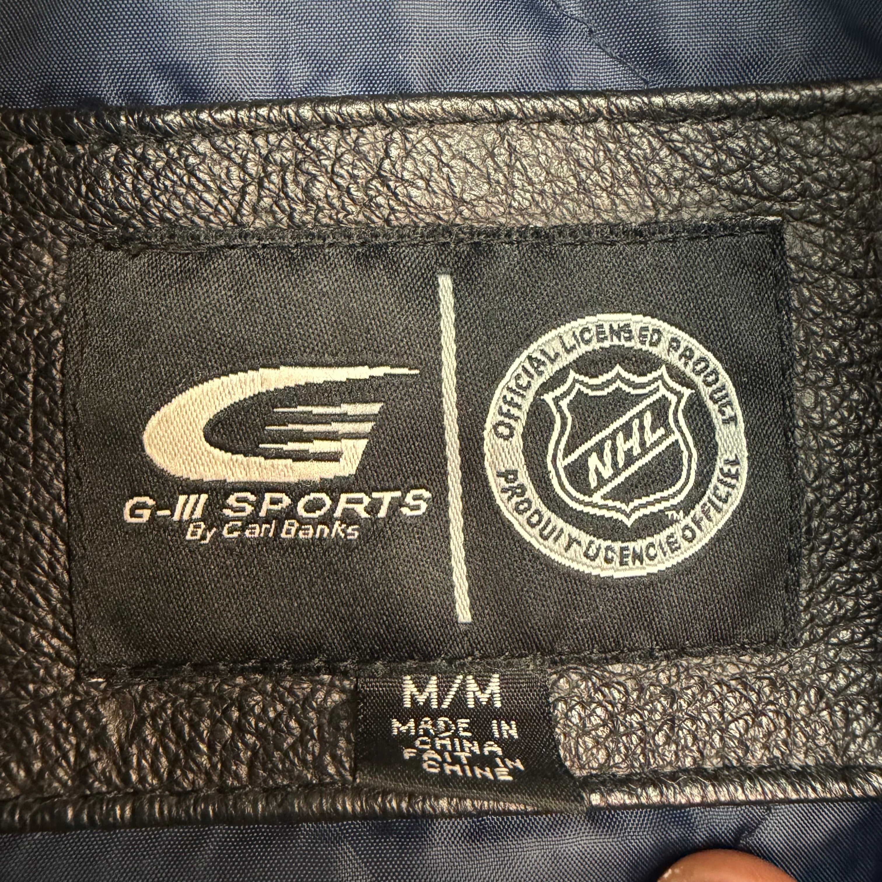 Vintage Edmonton Oilers Leather Jacket Black/Navy