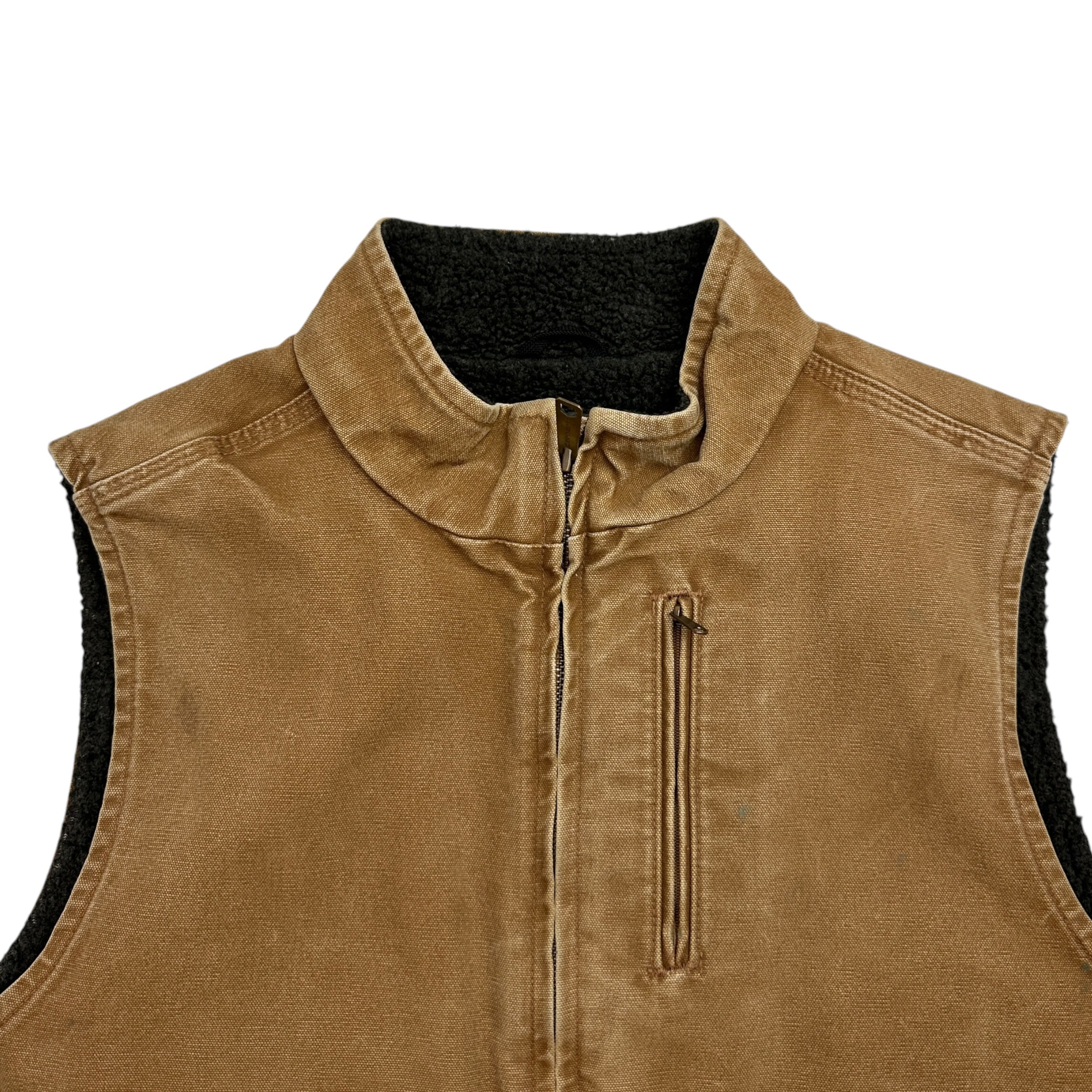 Vintage Carhartt Fleece Lined Insulated Vest Dark Tan