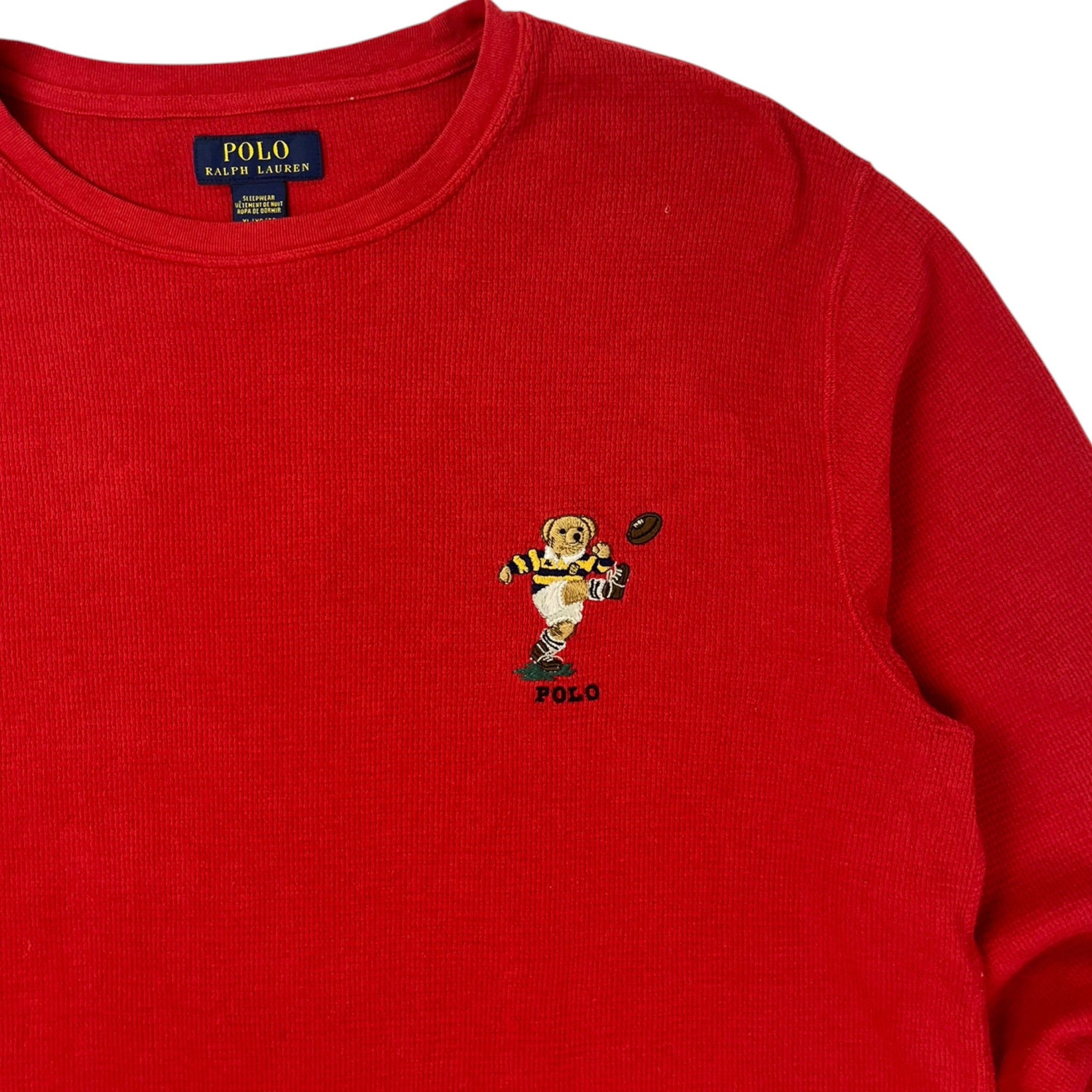 Polo Ralph Lauren Rugby Polo Bear Thermal Knit Red