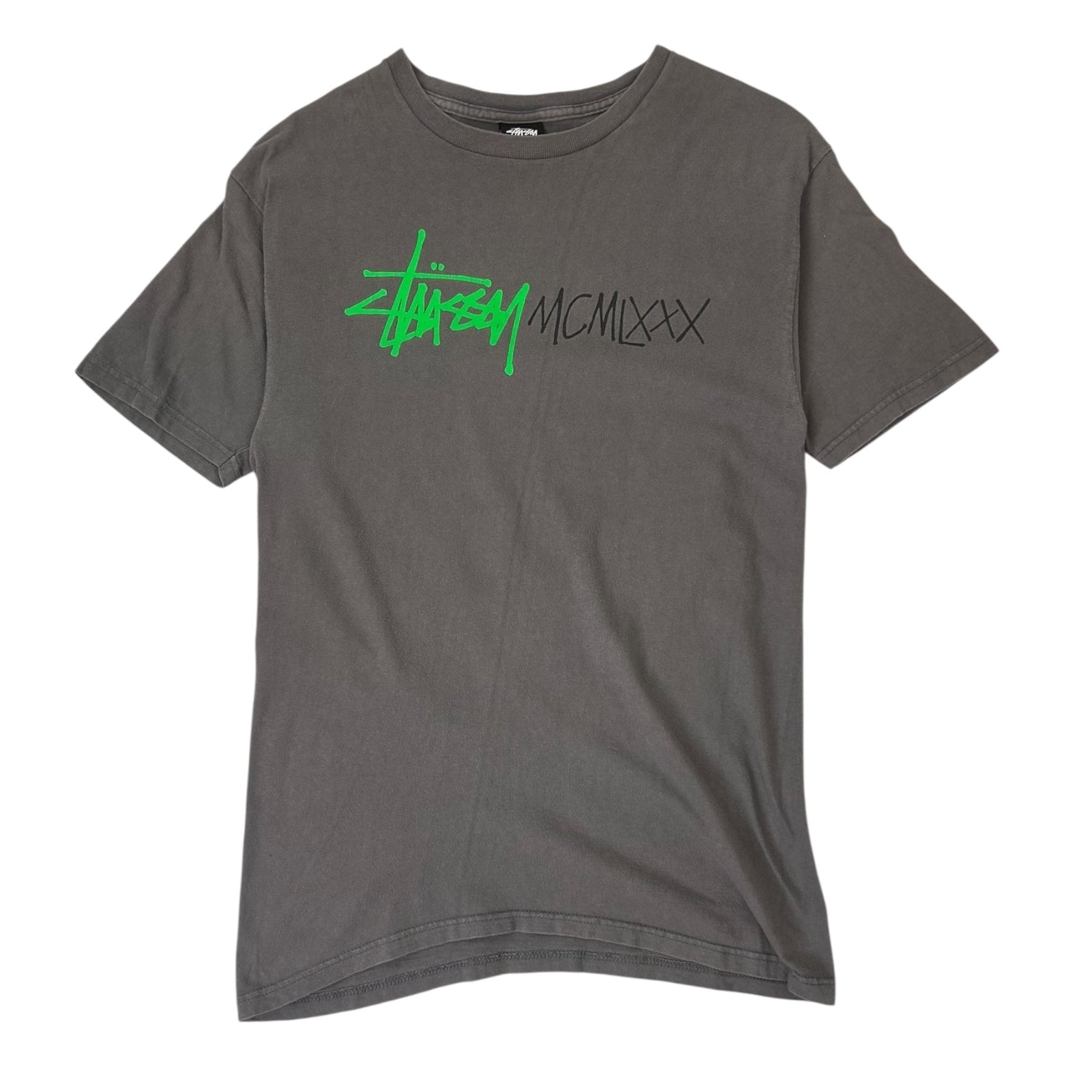 Vintage Y2K Stussy MCMLXXX T-Shirt Grey