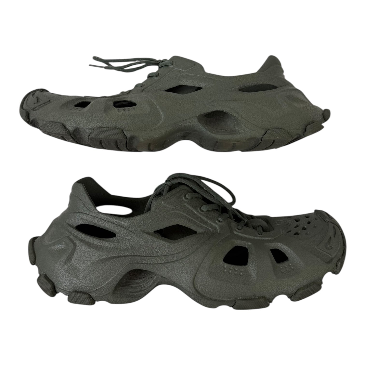 Balenciaga Men's HD Lace-Up Cut Out Sneaker Olive (Used)