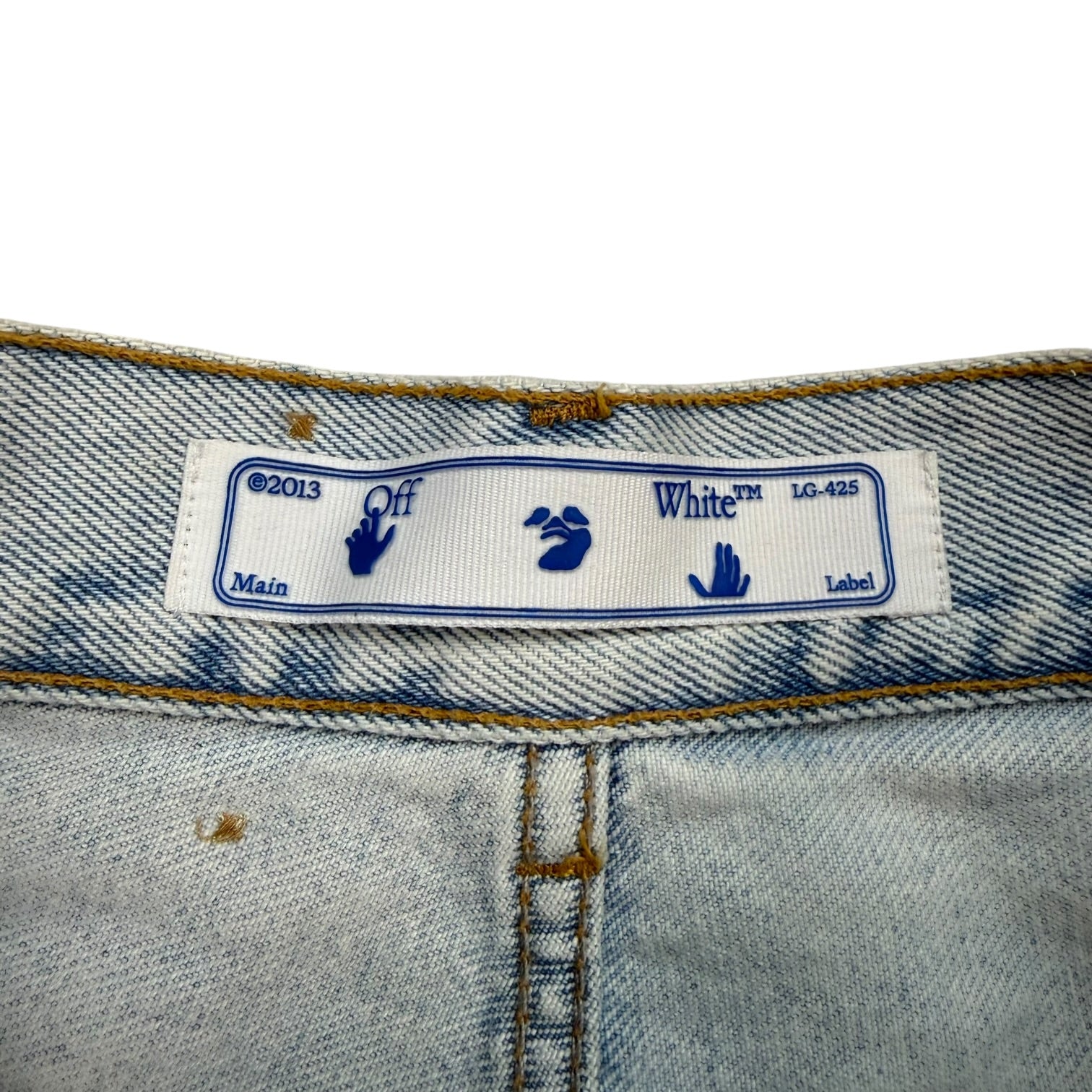 (W) Off-White Riserva Frayed Mini Skirt Blue