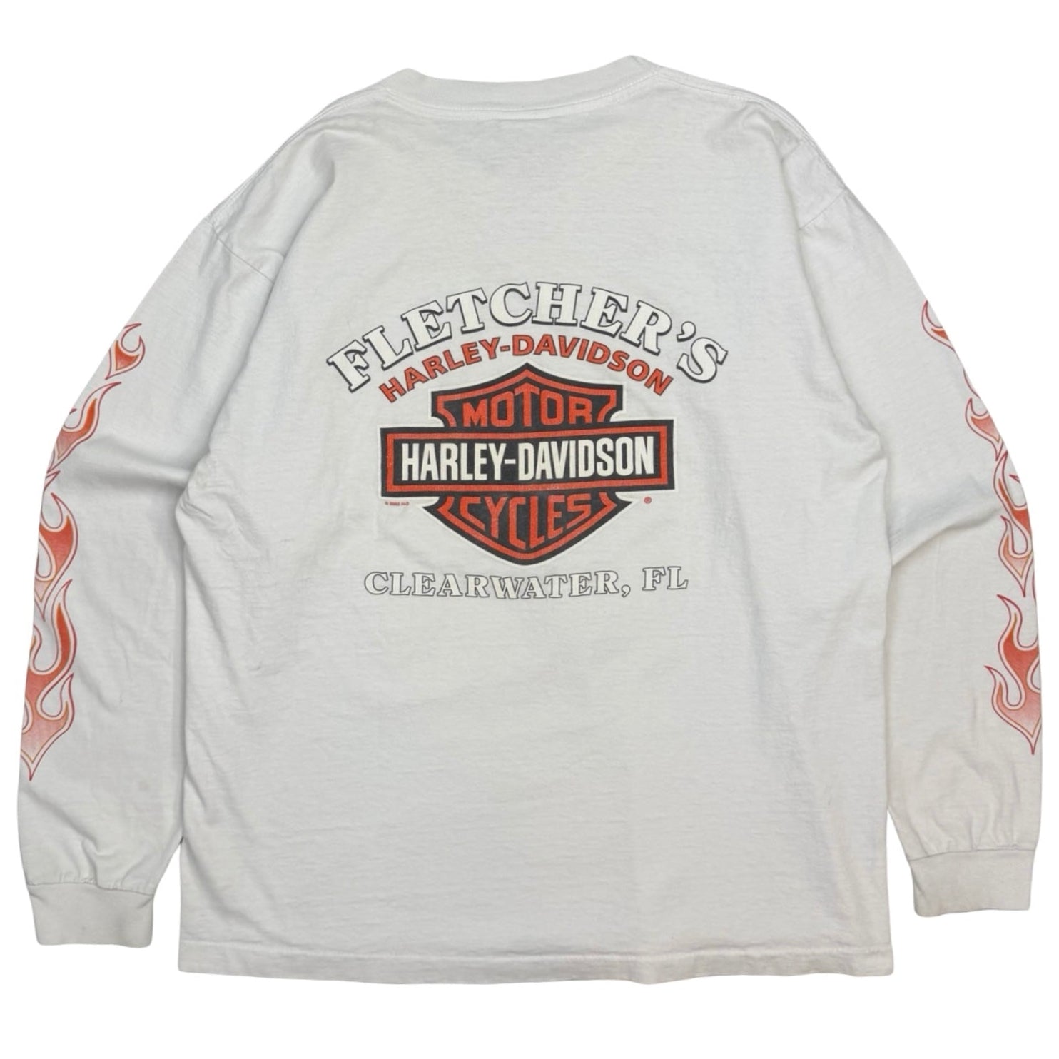 2002 Harley Davidson Fletchers Flame Longsleeve White